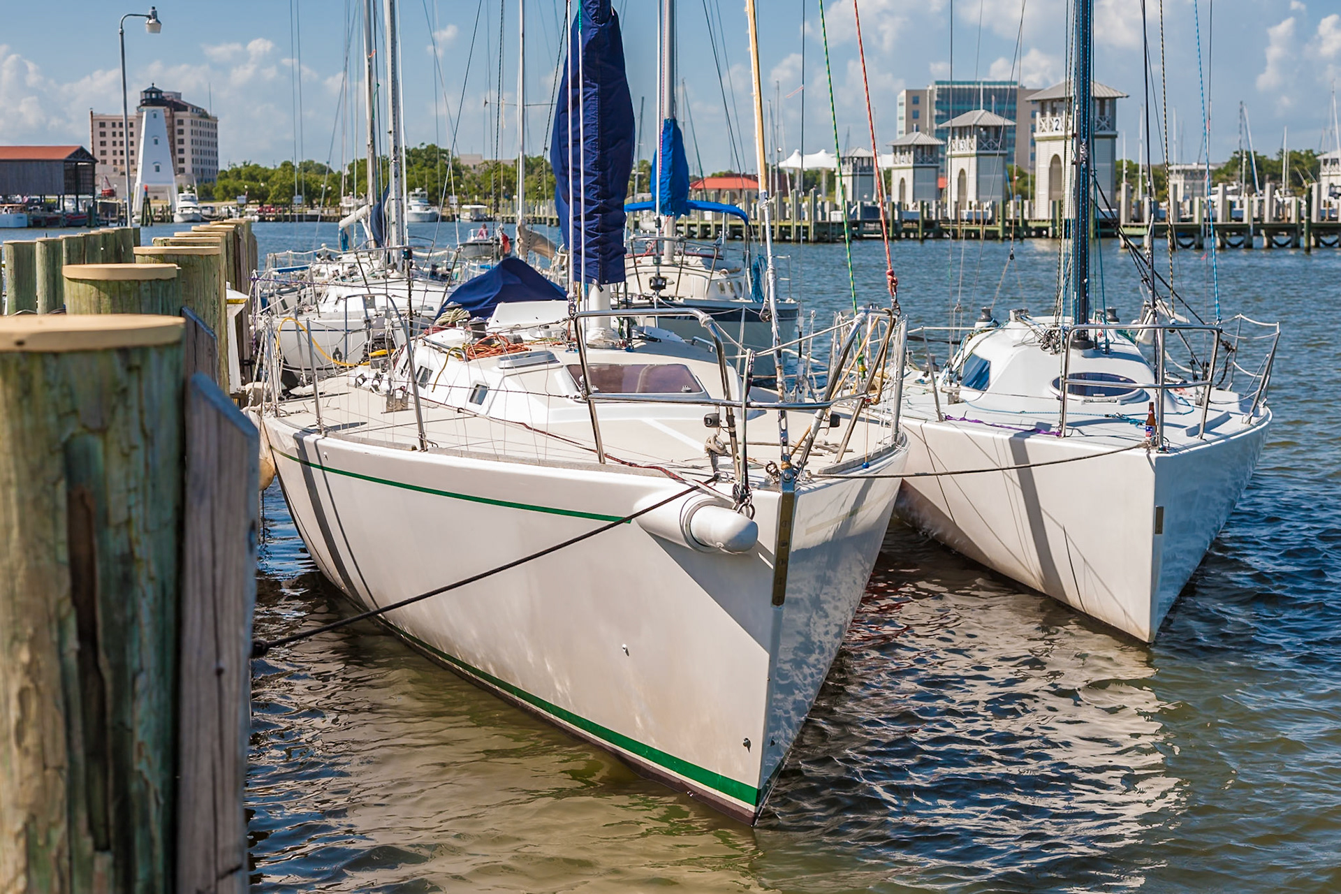 140617_528 Sailboats tied together docked at the Gulfport Yacht Club in the Gulfport Municipal Harbor in Gulfport, Mississippi