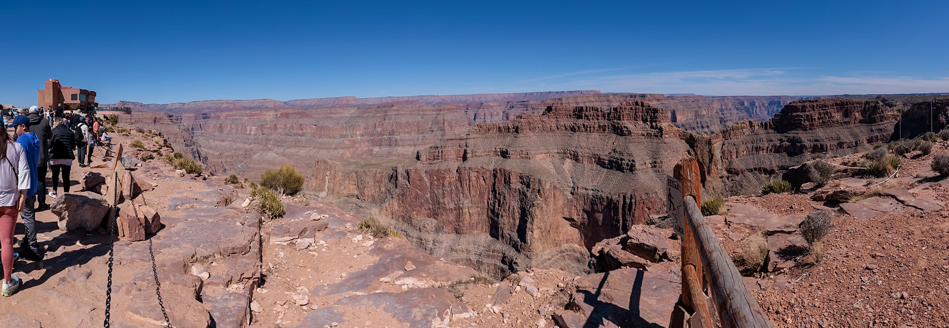 230405_144-Pano Rock formations at the Eagle Point overlook in Grand Canyon West near Peach Springs, Arizona