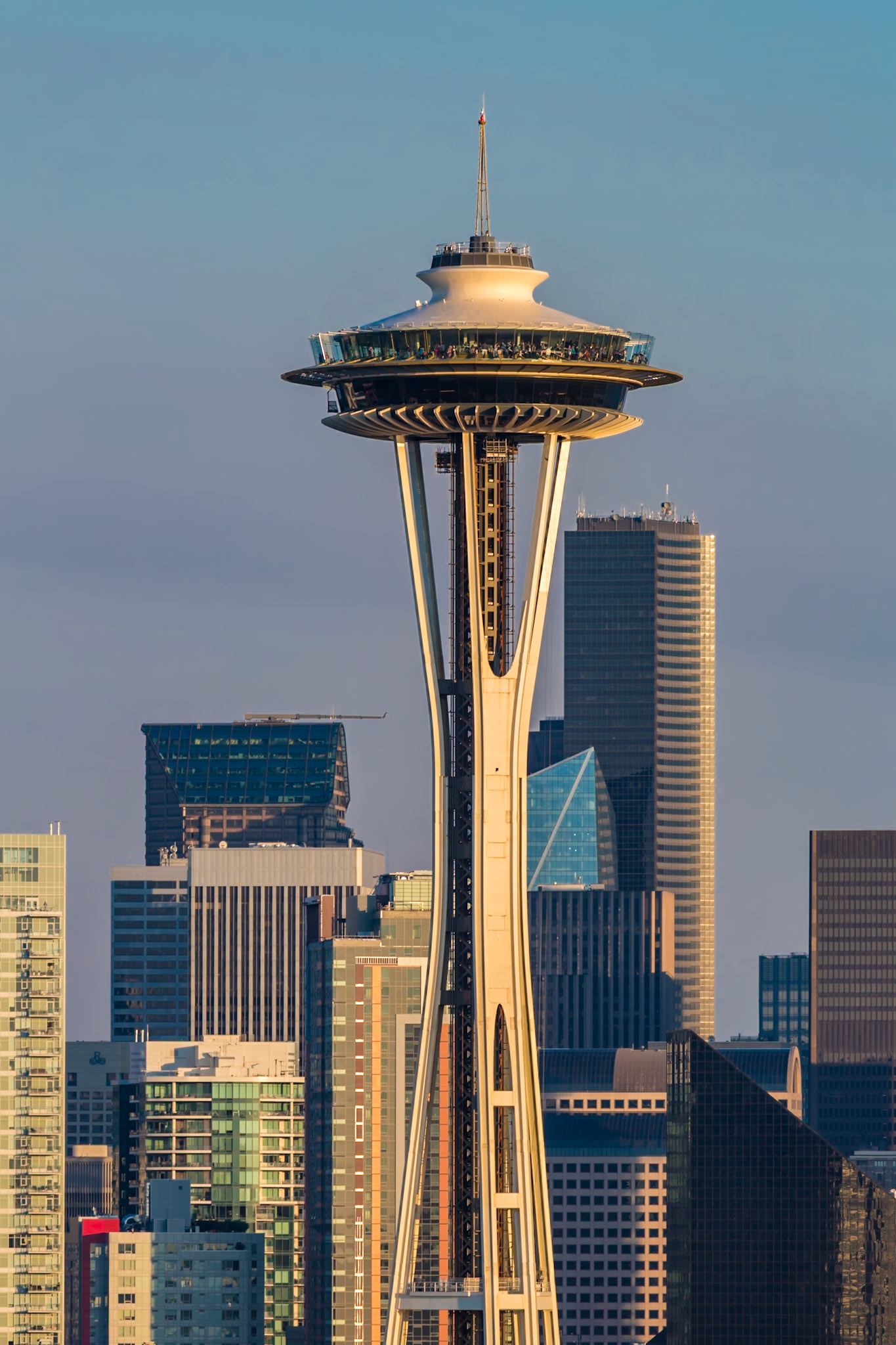 180904_036 Close up view of the Space Needle in downtown Seattle, Washington