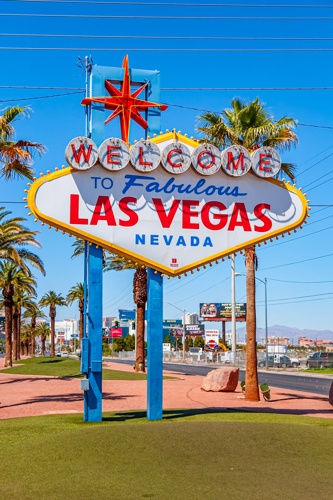 140501_576 Iconic "Welcome to Fabulous Downtown Las Vegas" sign on the south end of the Las Vegas Strip in Las Vegas, Nevada