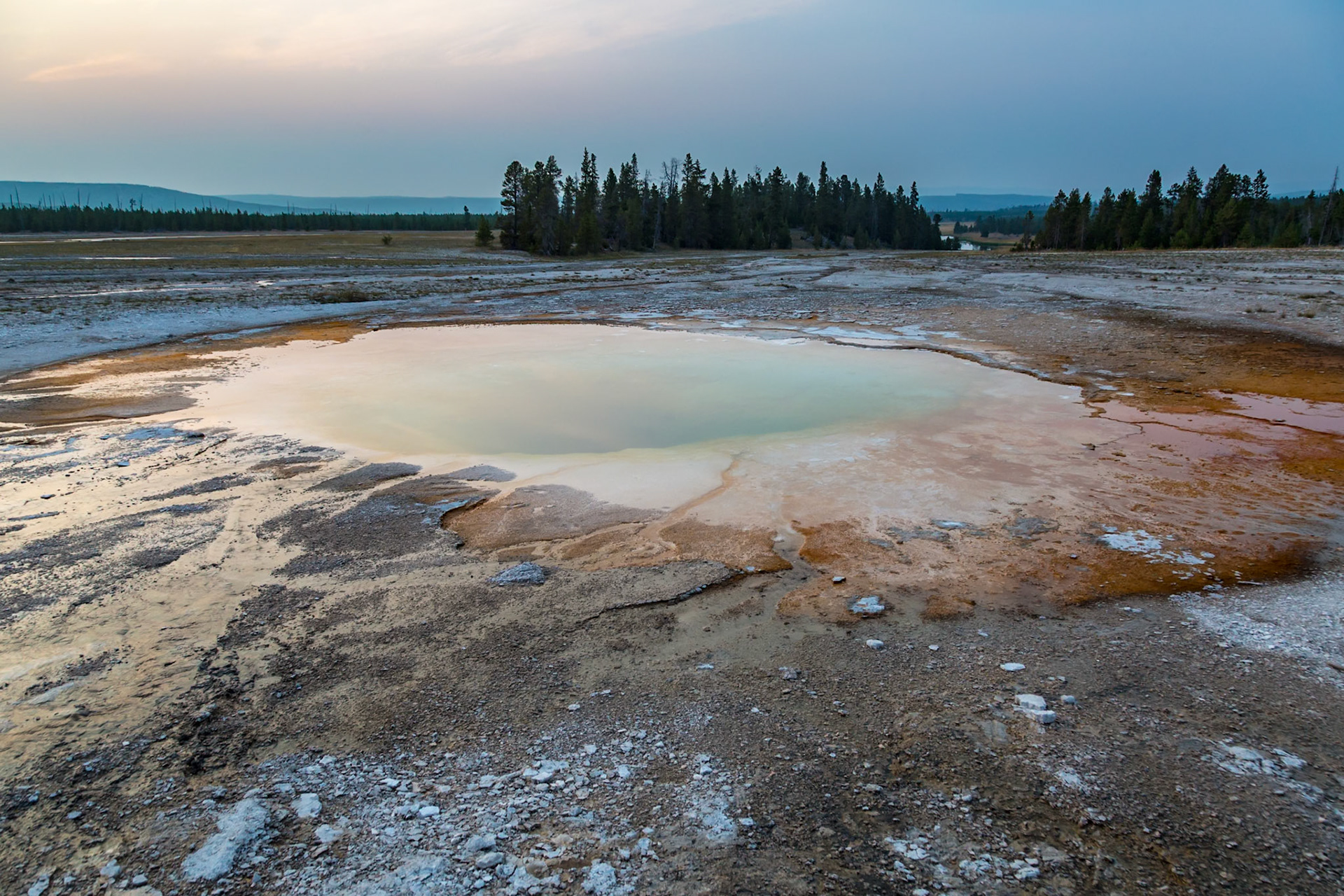 180819_379 Opal Pool hot spring in the Midway Geyser Basin of Yellowstone National Park, Wyoming