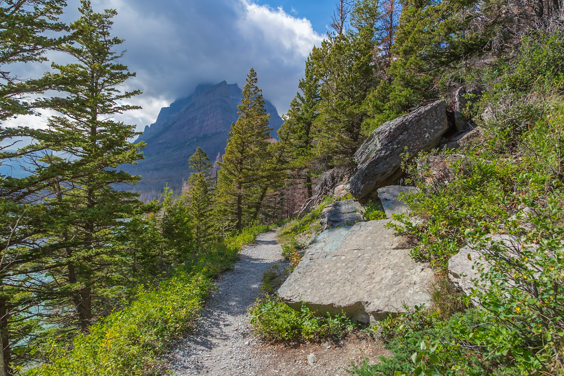 180828_210 Hiking trail on the east side of Glacier National Park, Montana, USA