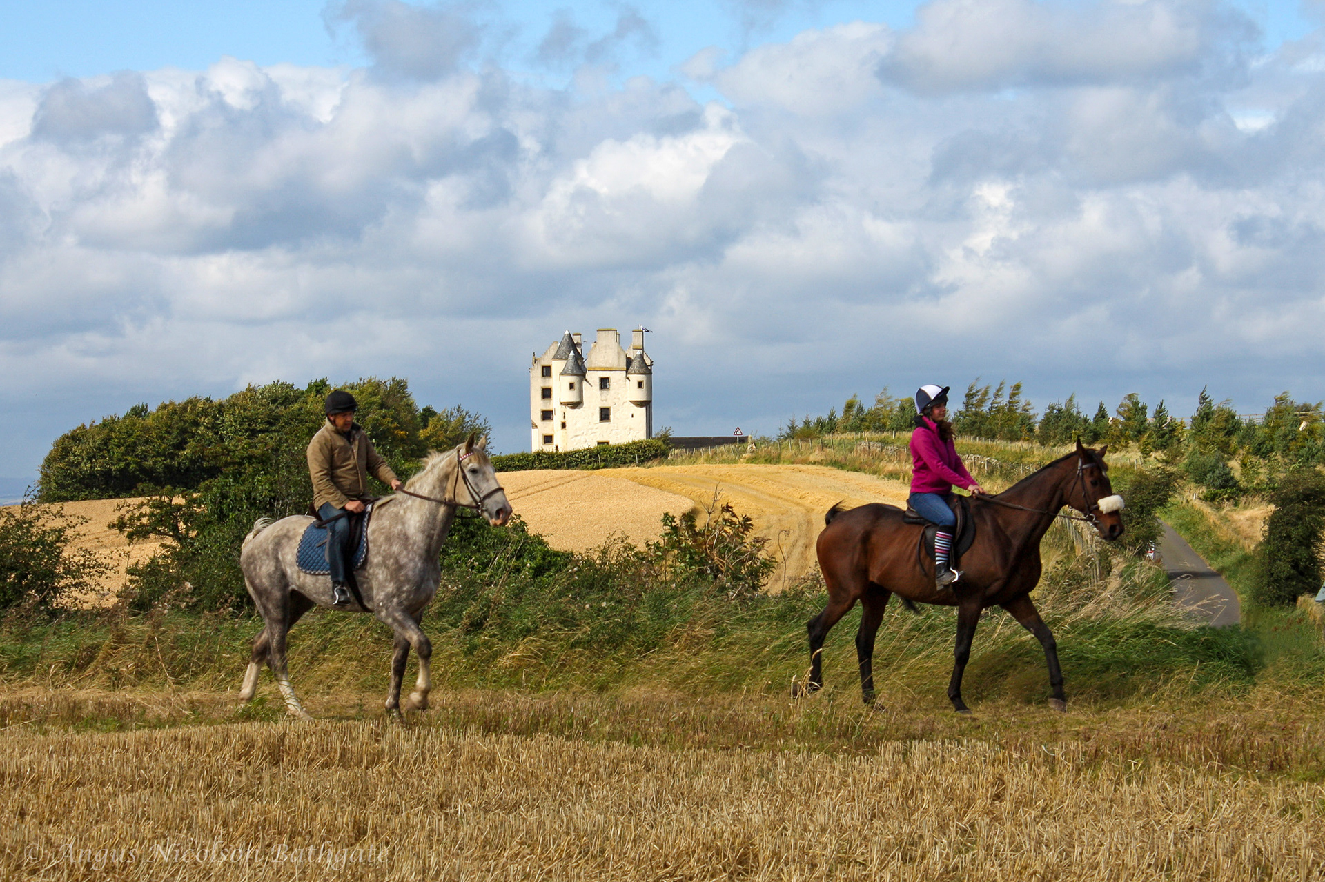 Horse riders near Fa'side Castle