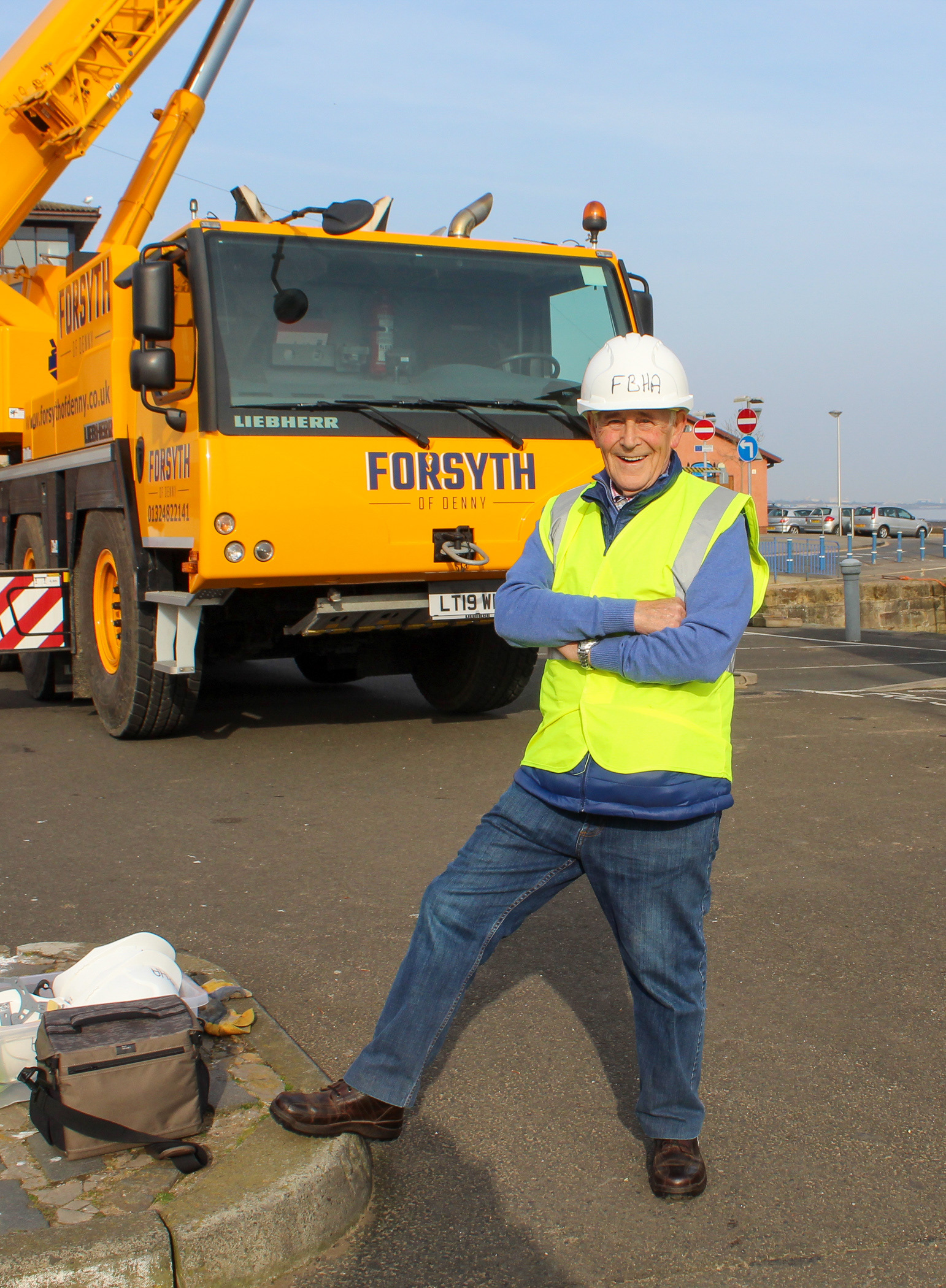 Angus took part in the annual craning in and out of boats at Fisherrow Harbour