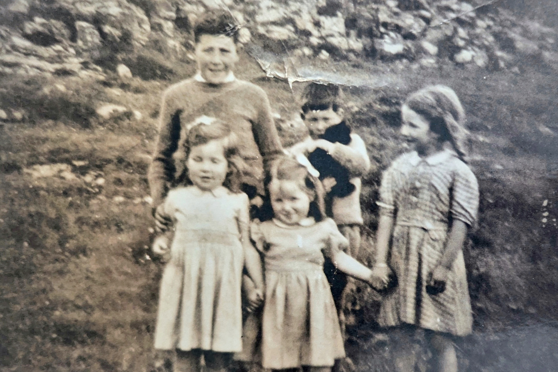 Angus (rear, left) on the Isle of Skye