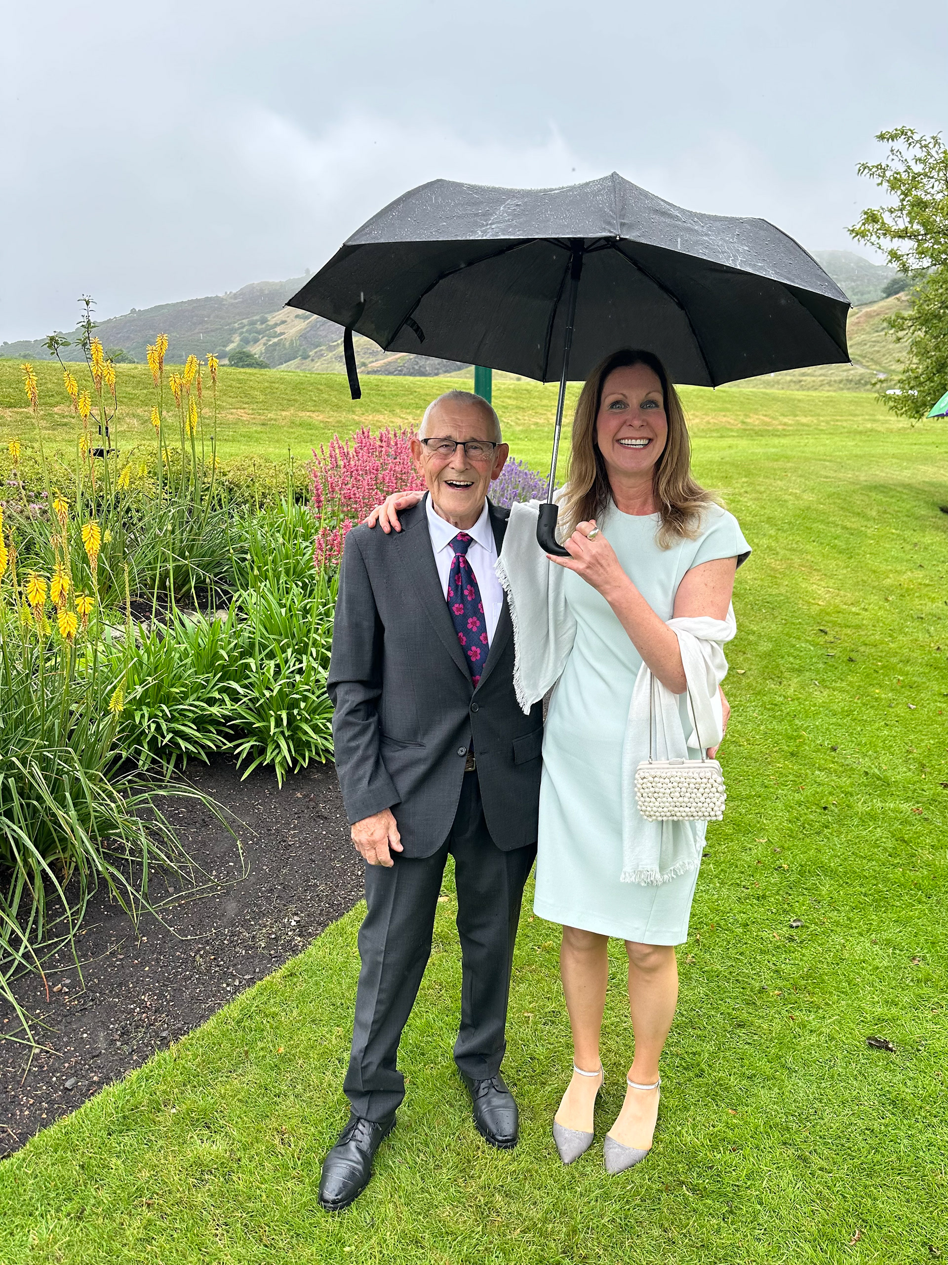 At Holyrood Palace with daughter Heather