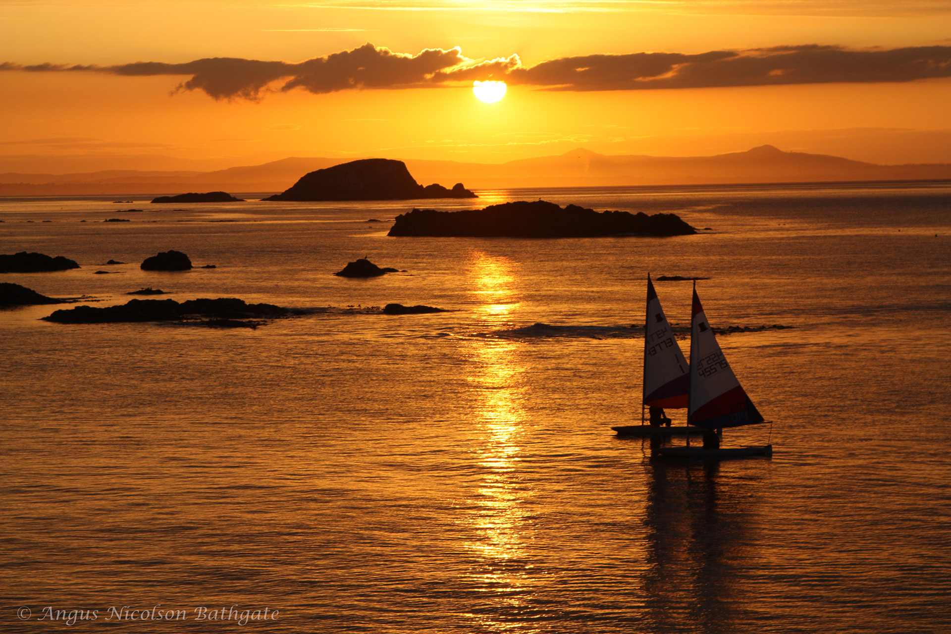 Sailing at sunset, North Berwick