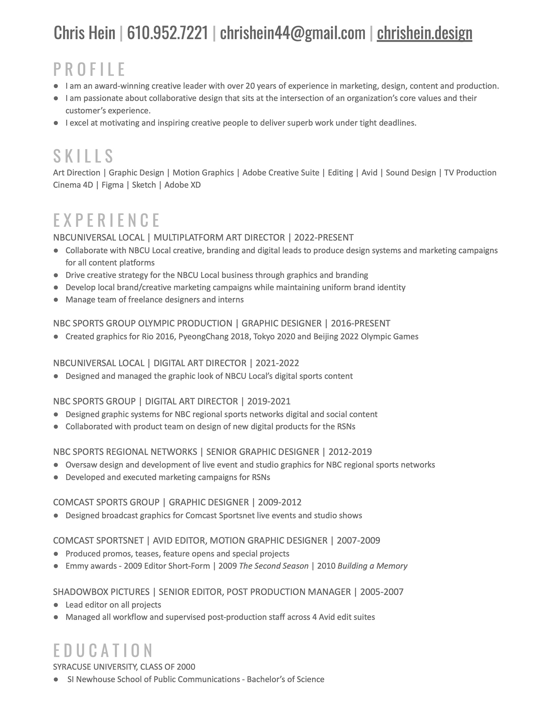 chris hein - Resume