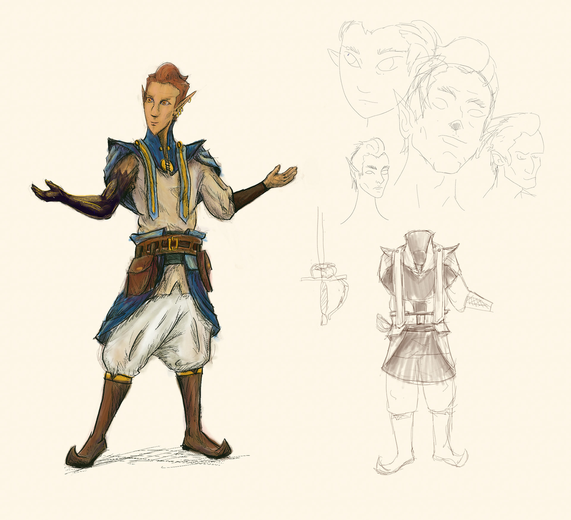 Finding a face and defining costume for an elf researcher character