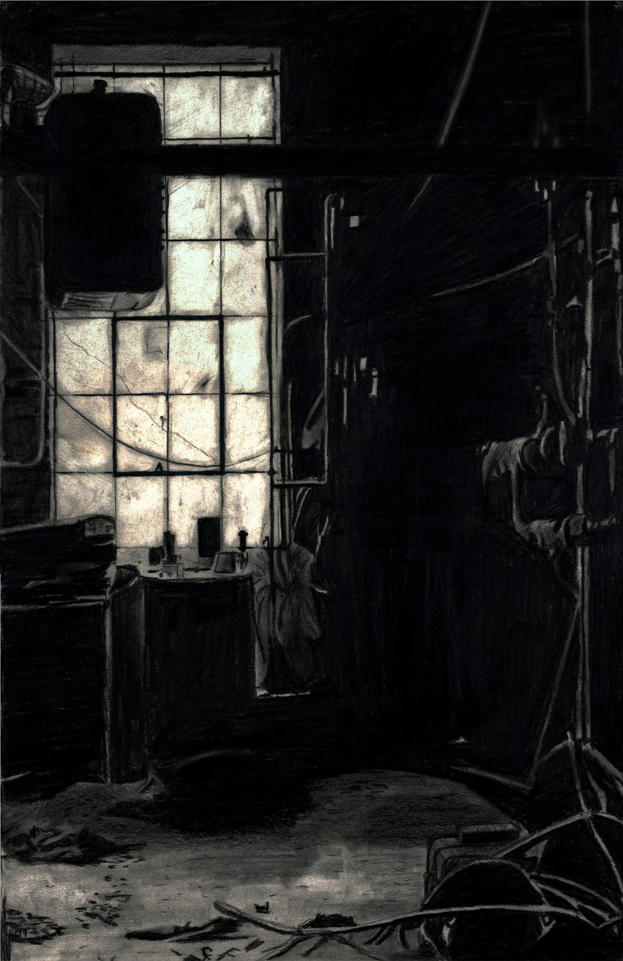 Environment study using pencils, retouched in photoshop