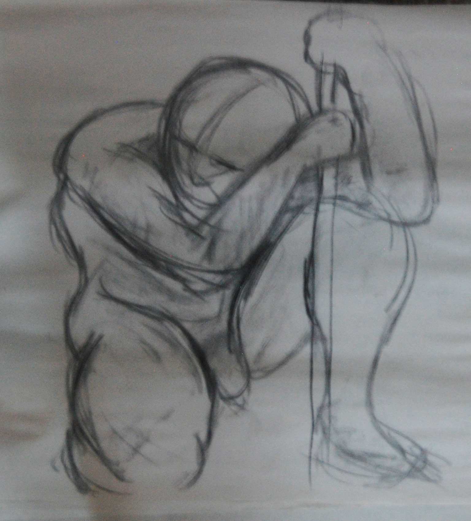 Weight and stress gesturing, 1 minute, charcoal