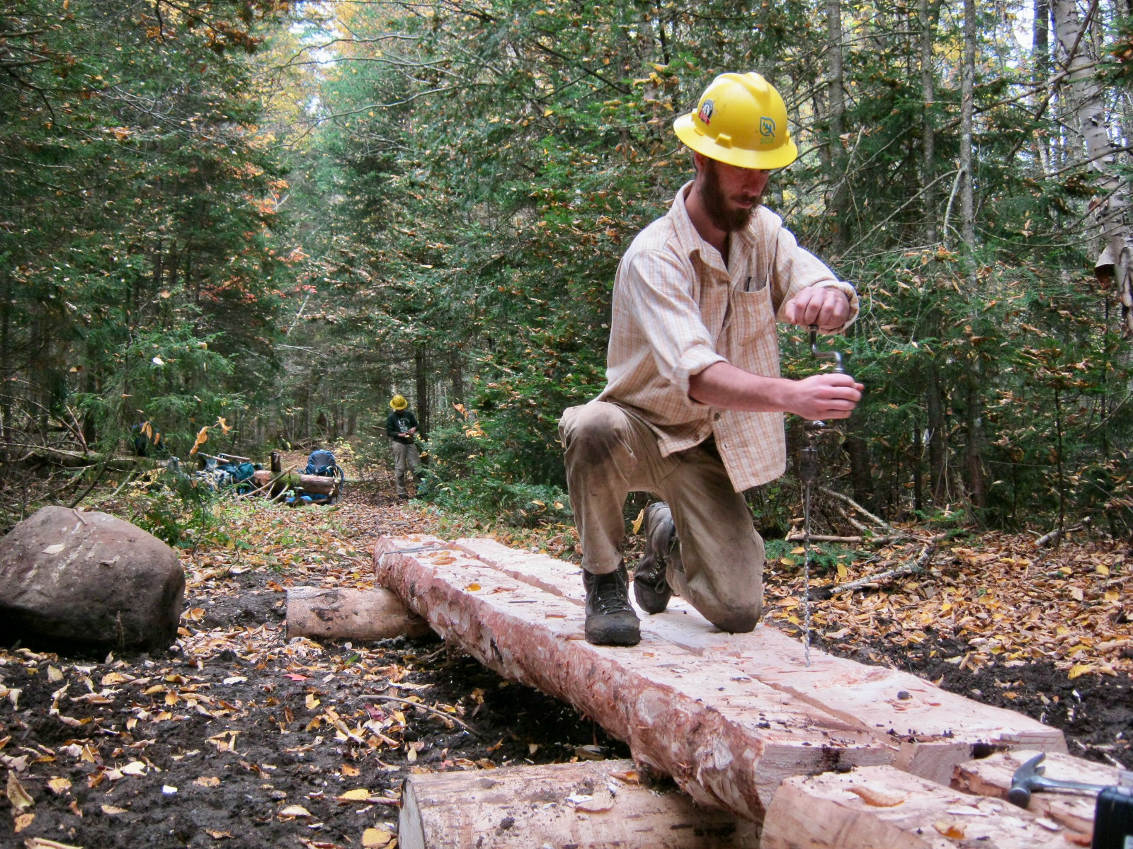 Pre-drilling for steel spikes