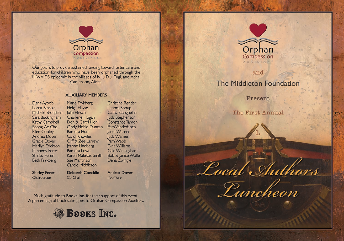 Logo and full collateral design for an author's luncheon.