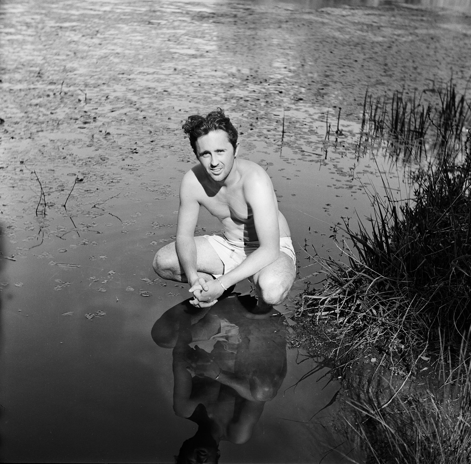 Nic in the shallows of Enoggera Dam [I]