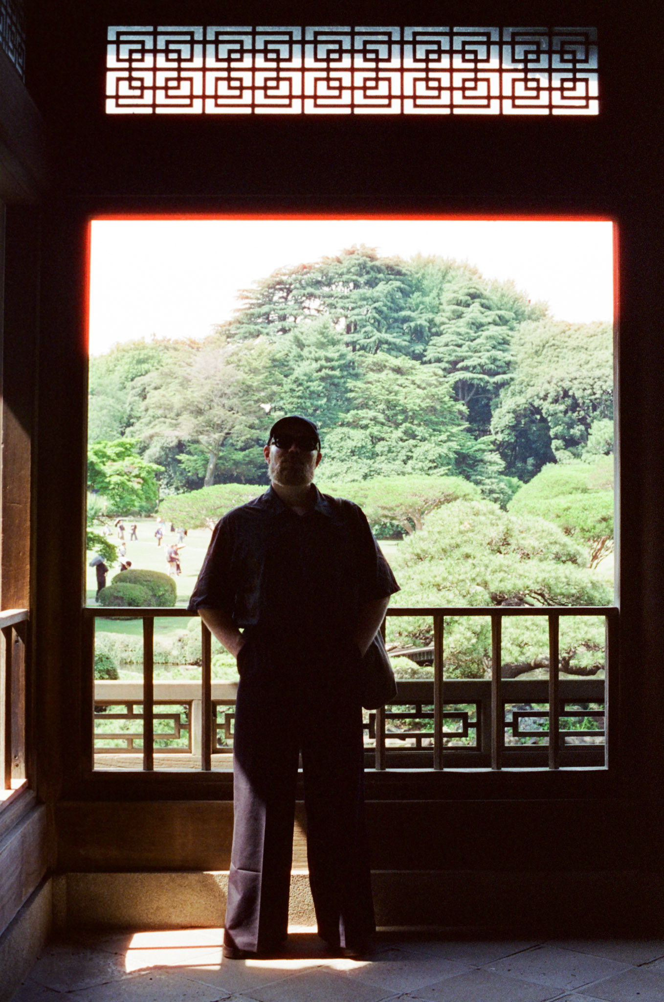Jarad in silhouette, Shinjuku Gyoen