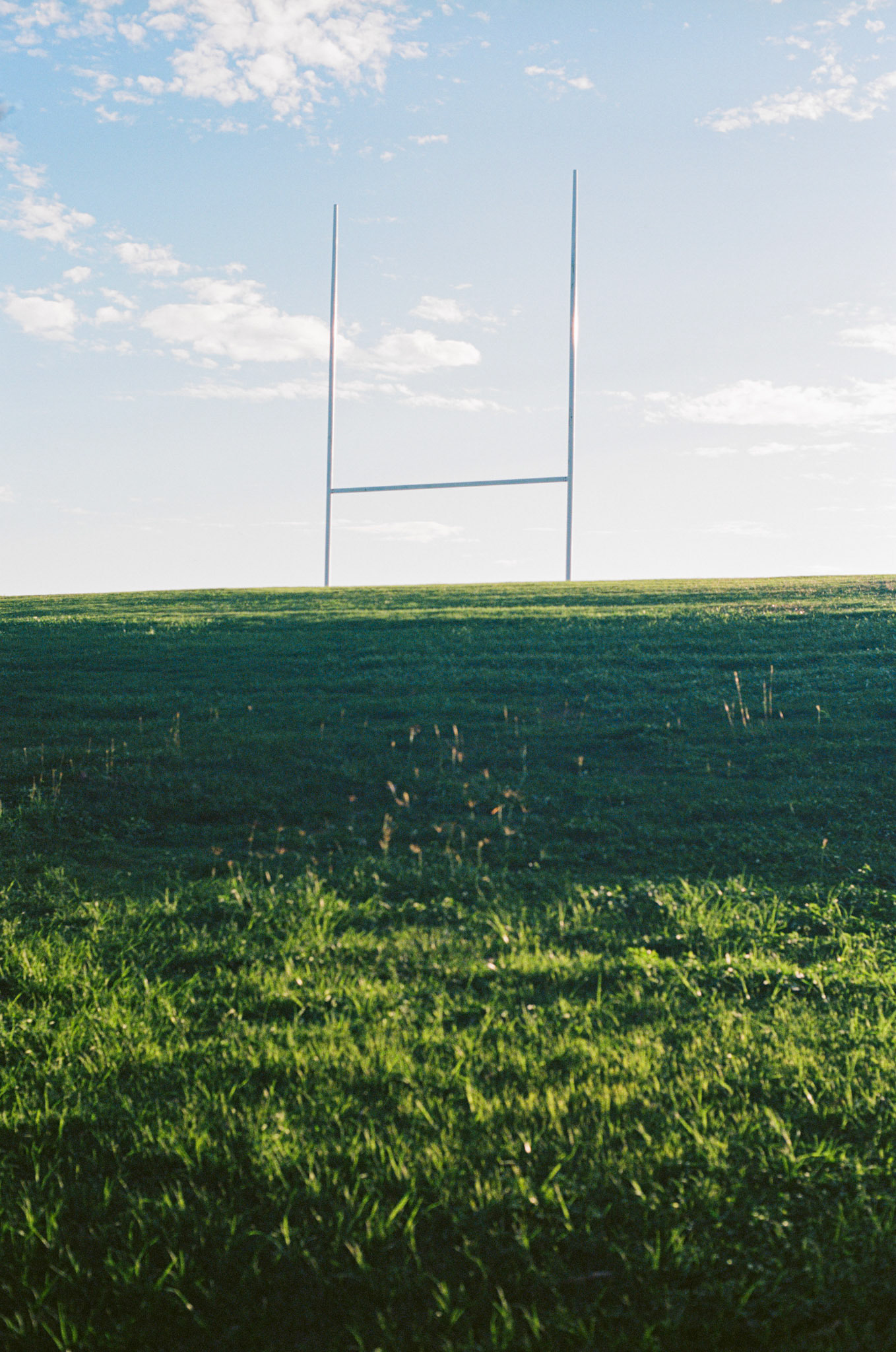 Goal posts on hill's crest