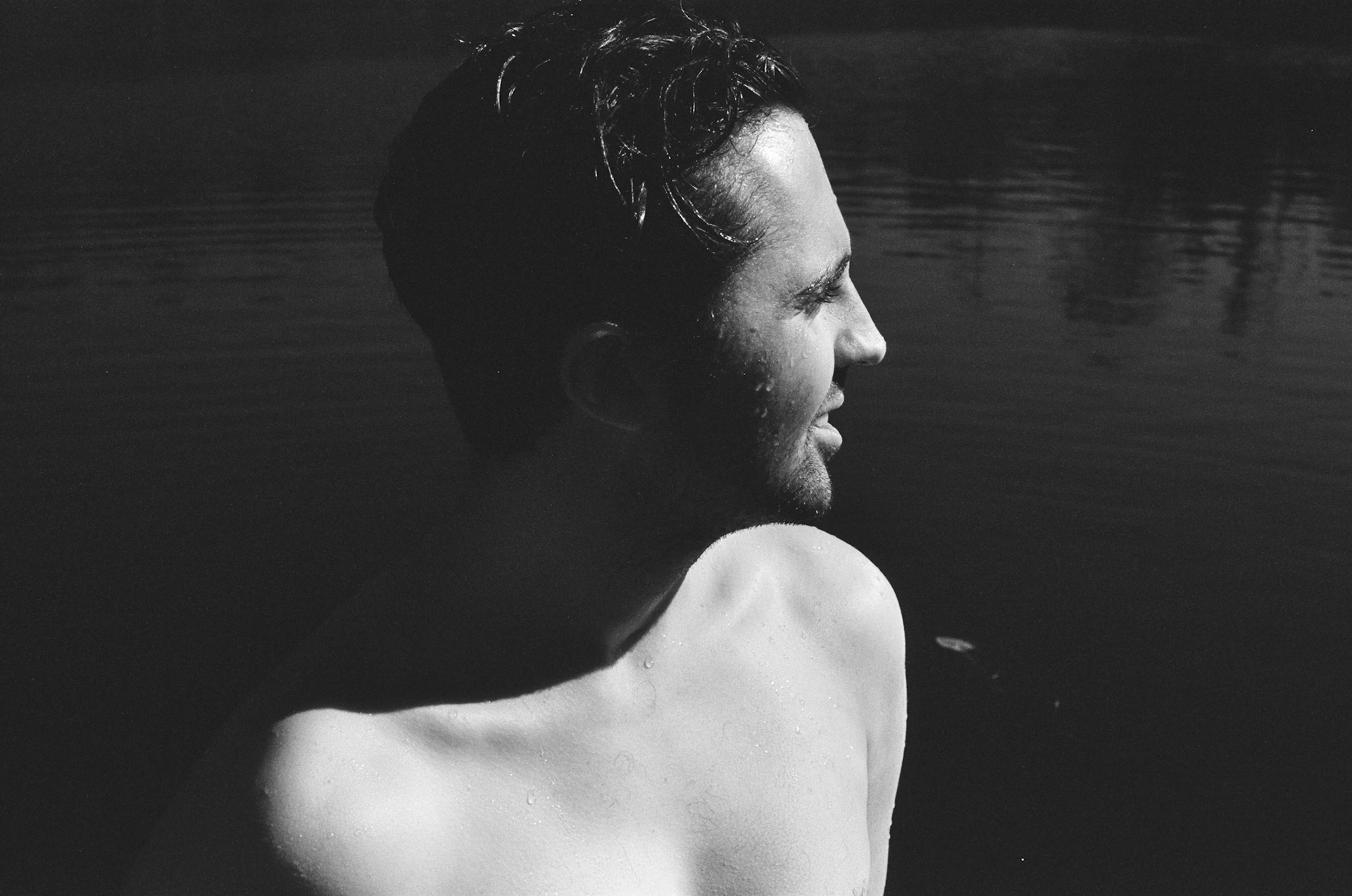 Nic in the shallows of Enoggera Dam [II]