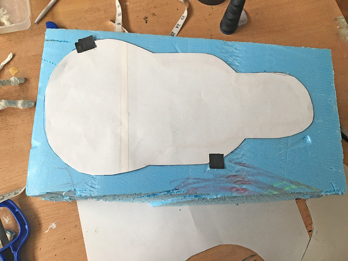 Sketching on Blue Foam for Body
