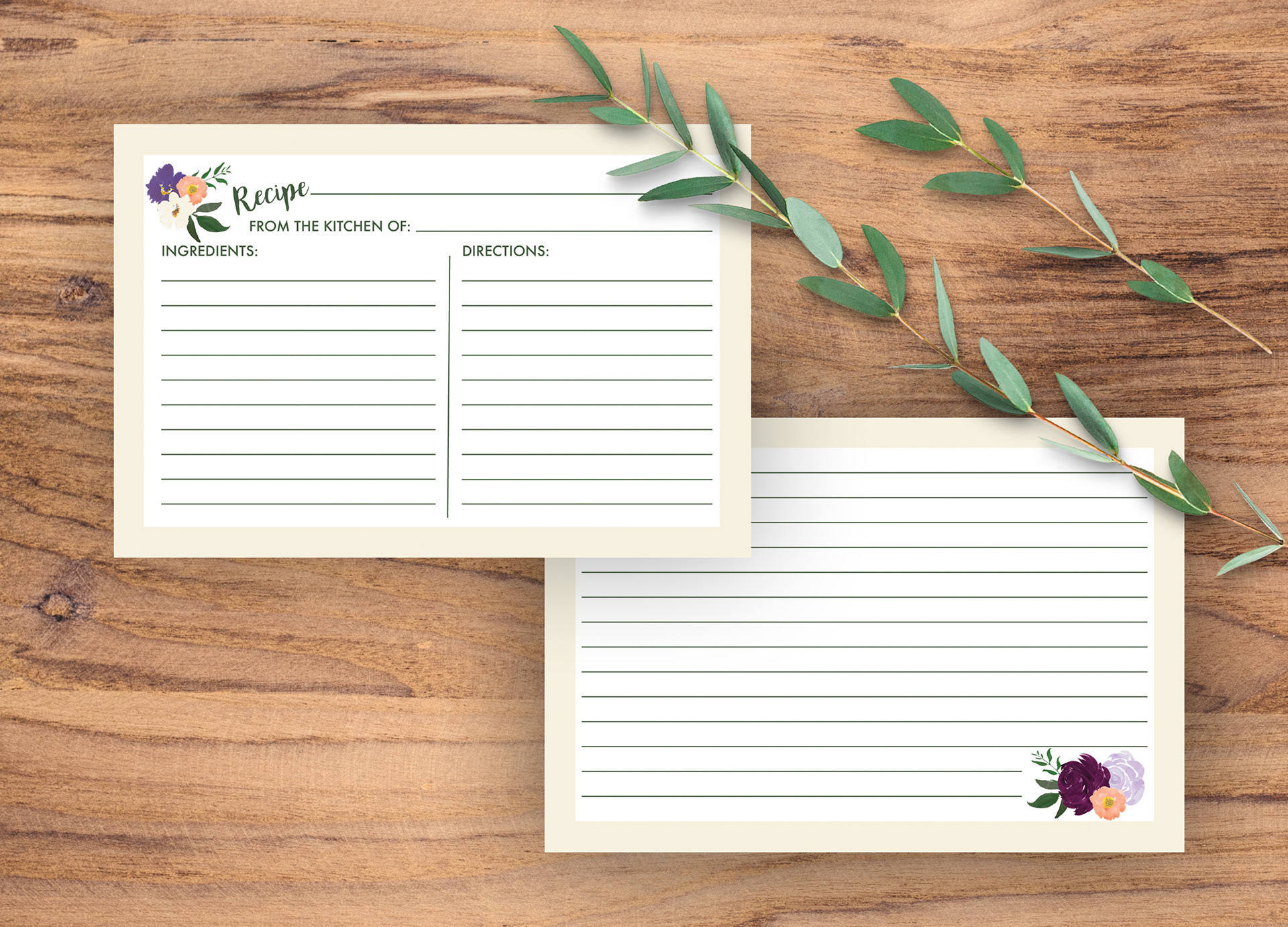 Double Sided Recipe Card