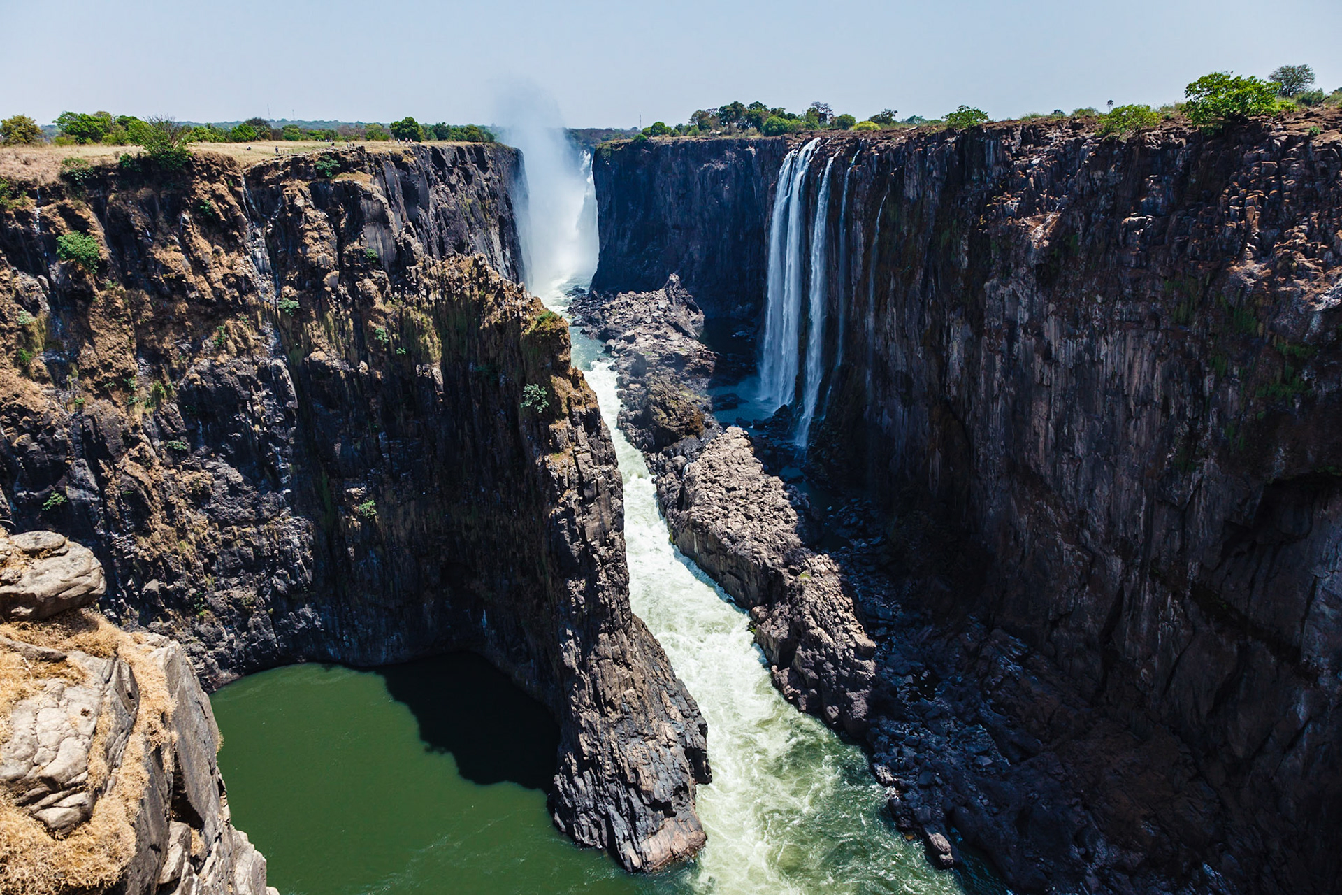 Victoria Falls as viewed from Zambia in September. Not the best view or the best time of the year, but still very impressive.