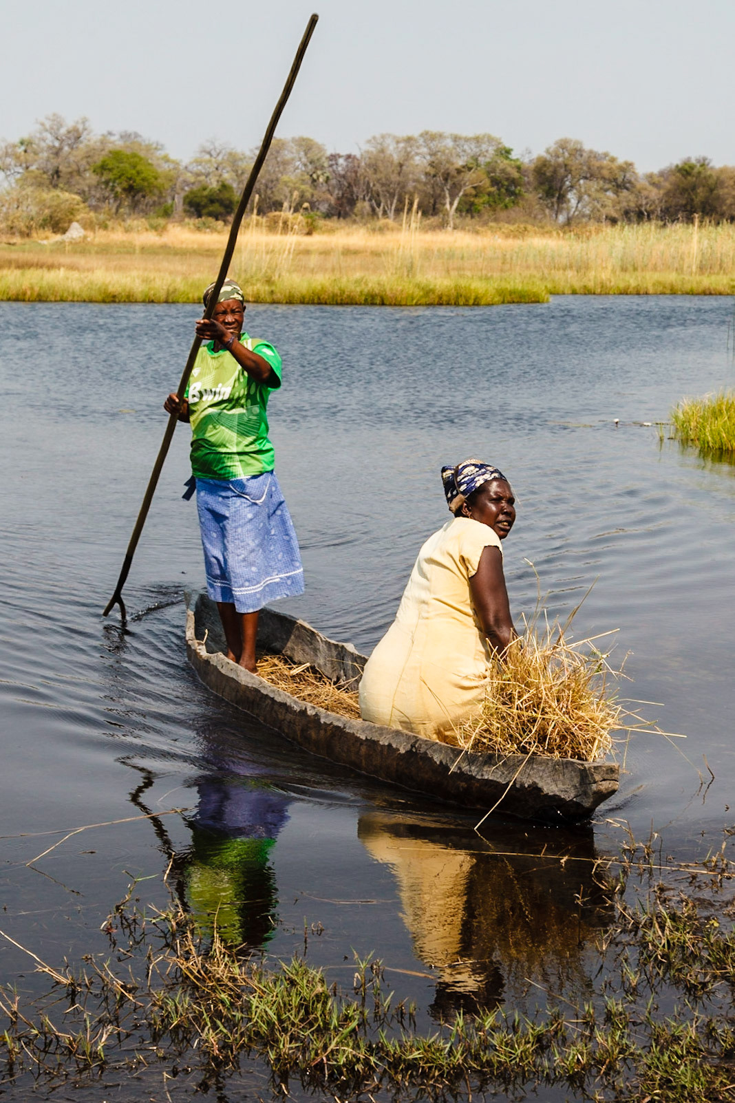 Poling mokoros through the Okavango Delta