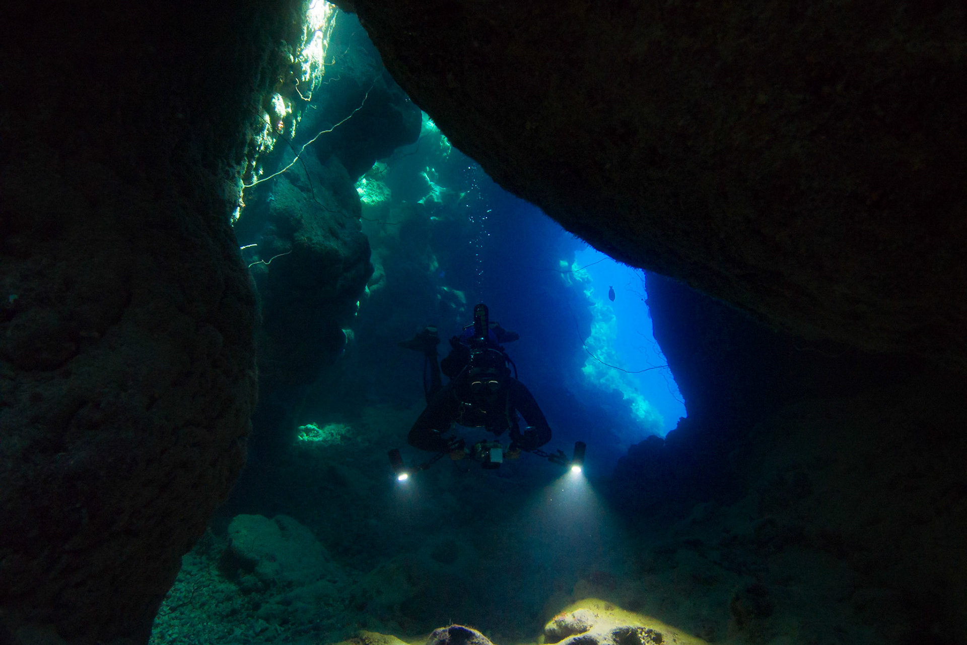 Abhishek Agarwal in an underwater cave