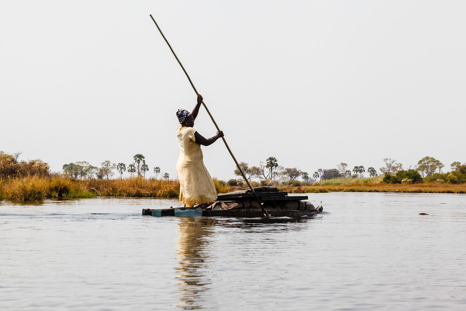 Poling mokoros through the Okavango Delta