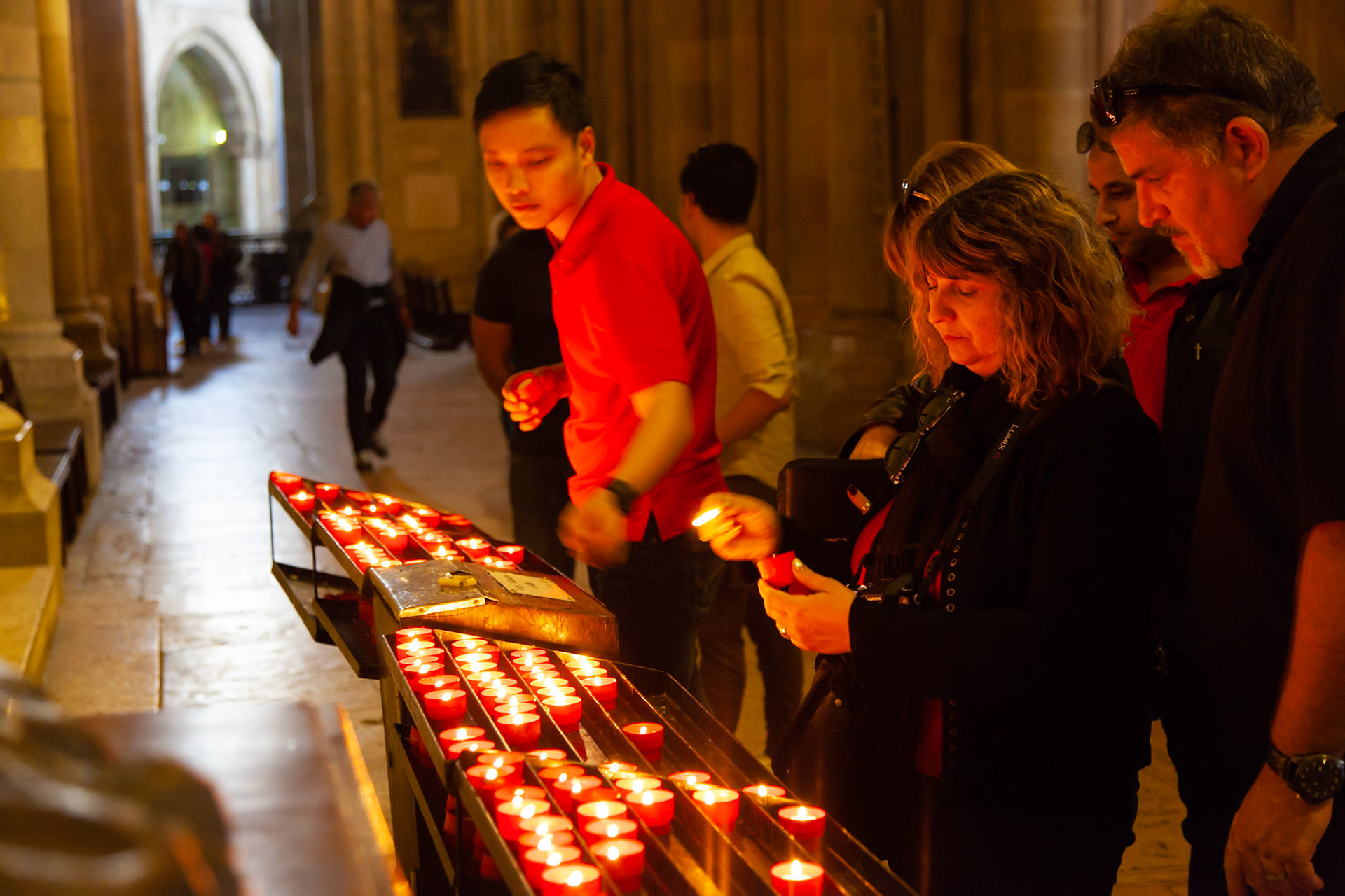 Prayer candles in Lisbon Cathedral
