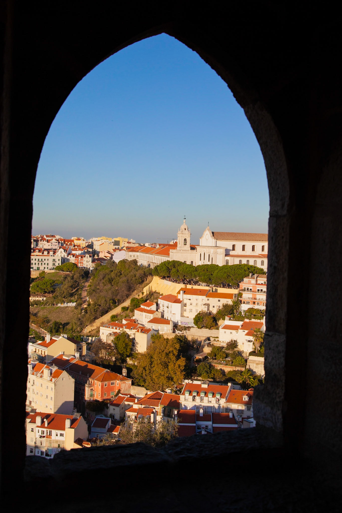 The view of Lisbon from a window in São Jorge Castle
