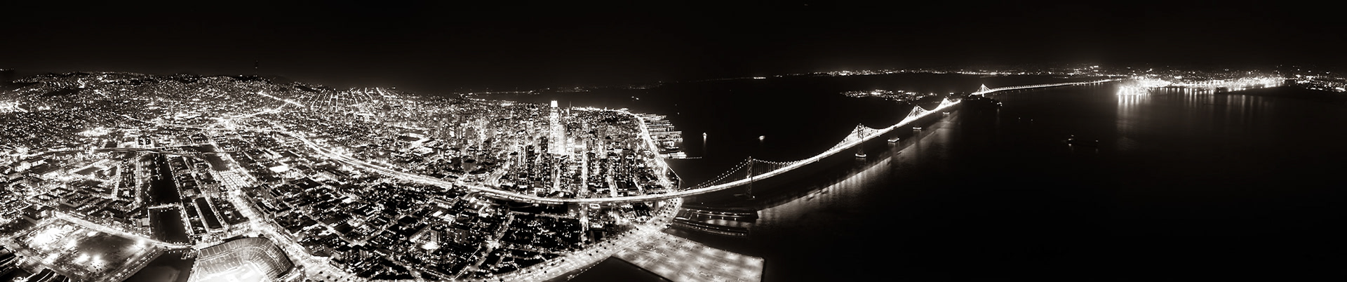 SF and Bay Bridge Panorama Monochrome, SF (2019)