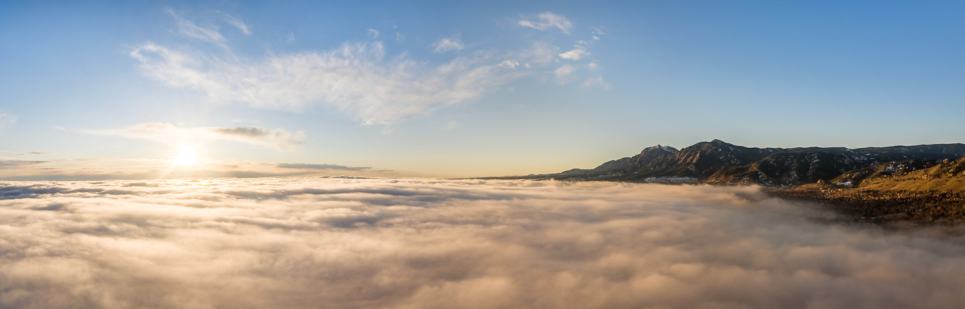 Flatirons Sunrise over Fog Blanket, Boulder, CO (2019)