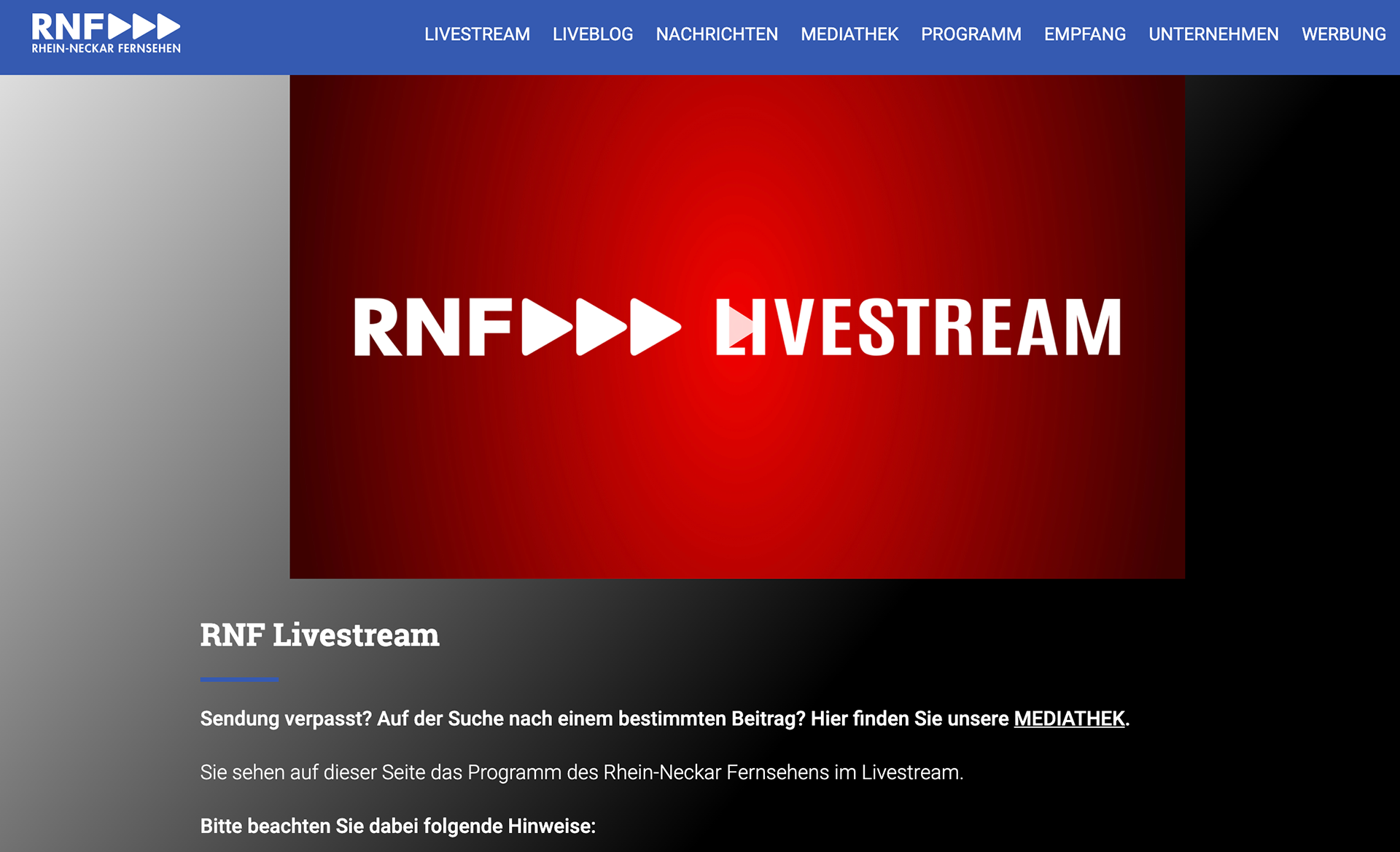 Livestream auf rnf.de
