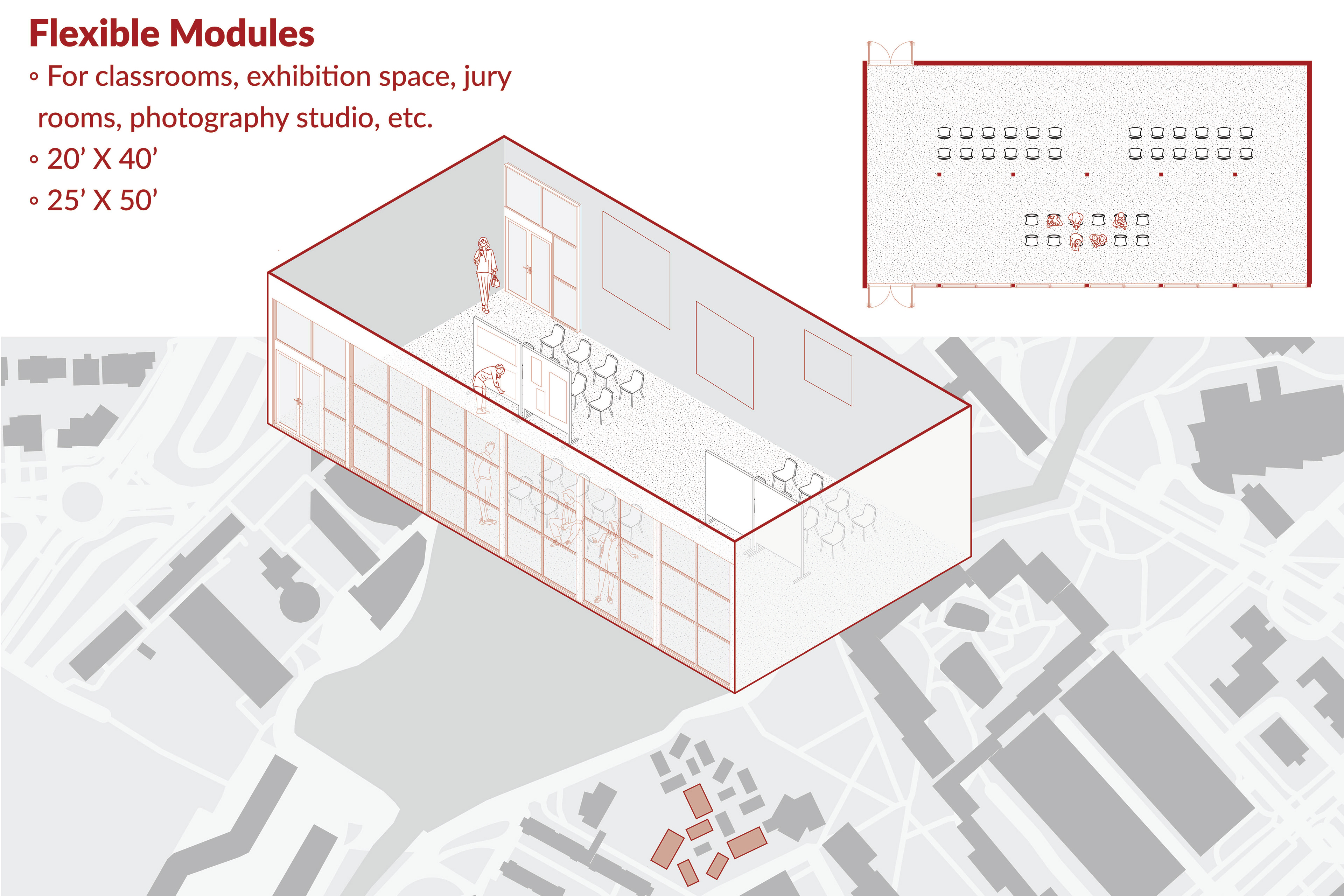flexible modules axonometric