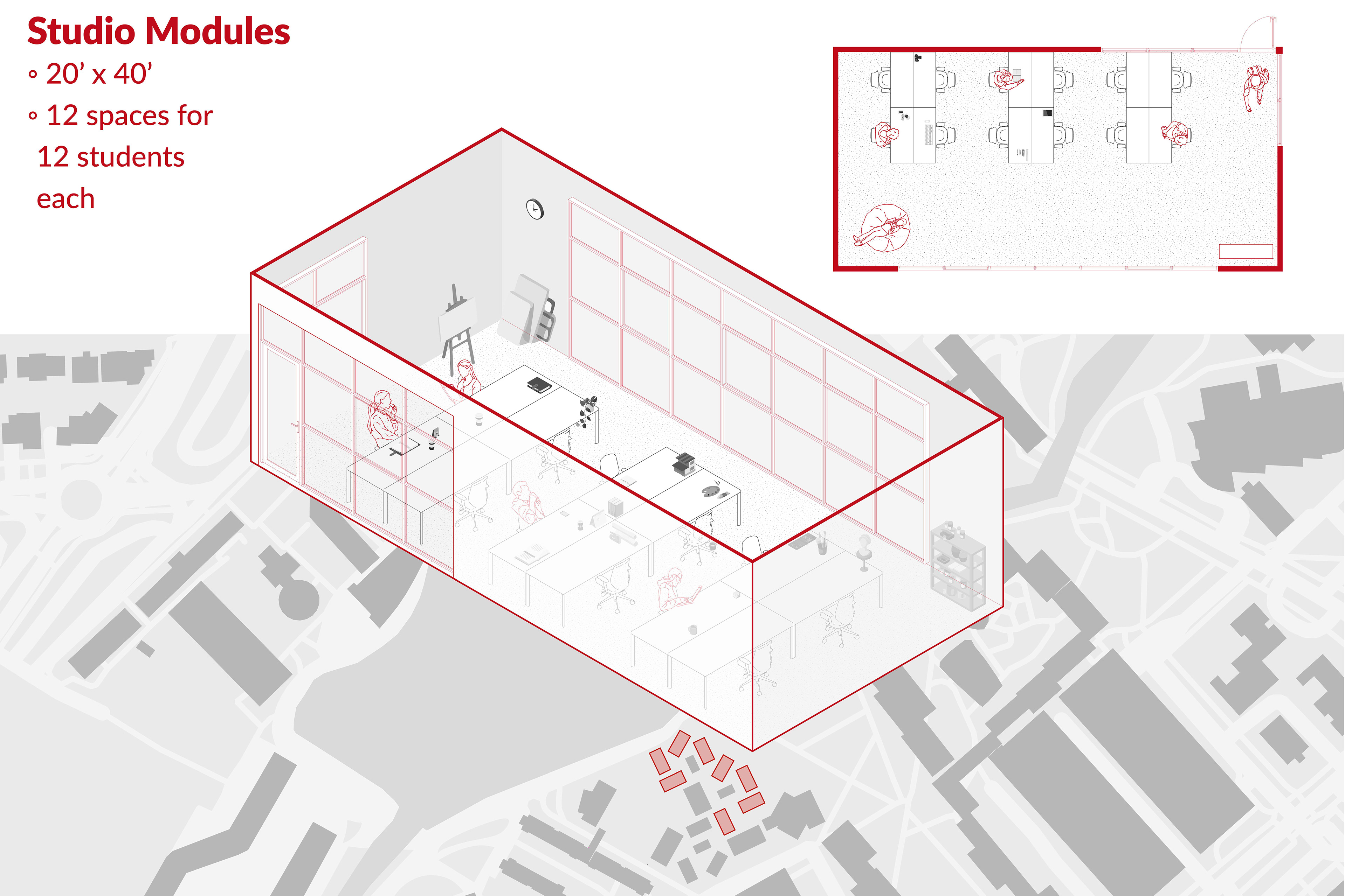 studio modules axonometric