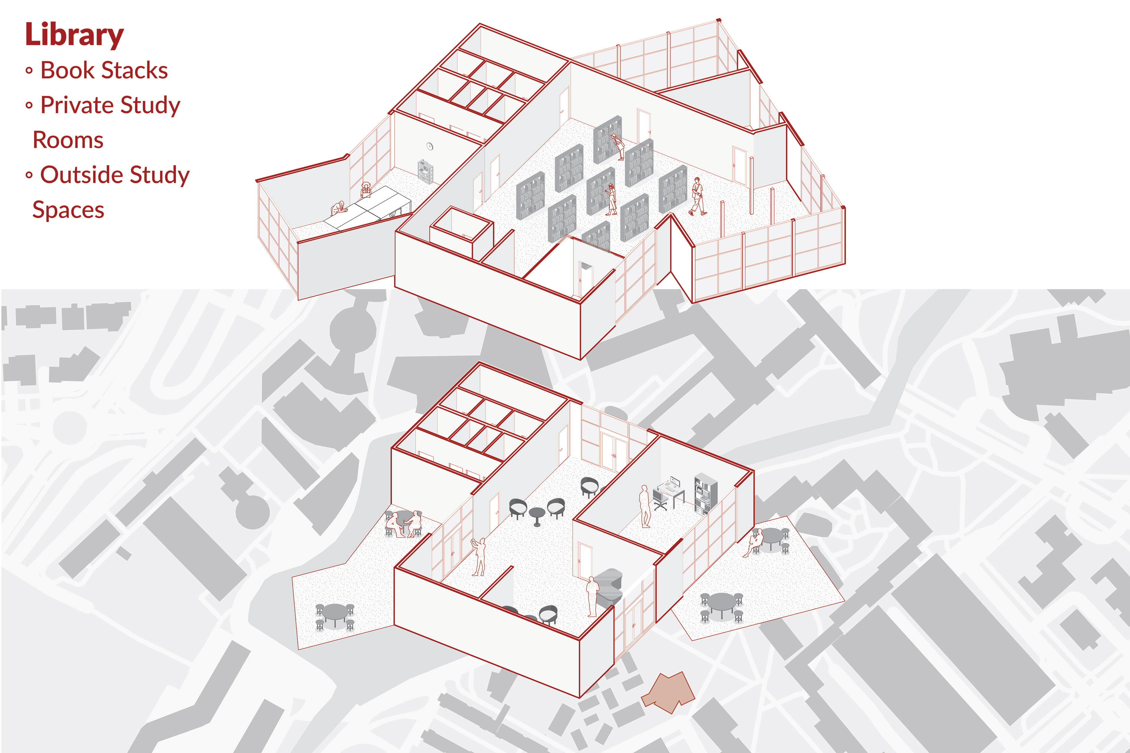 library axonometric