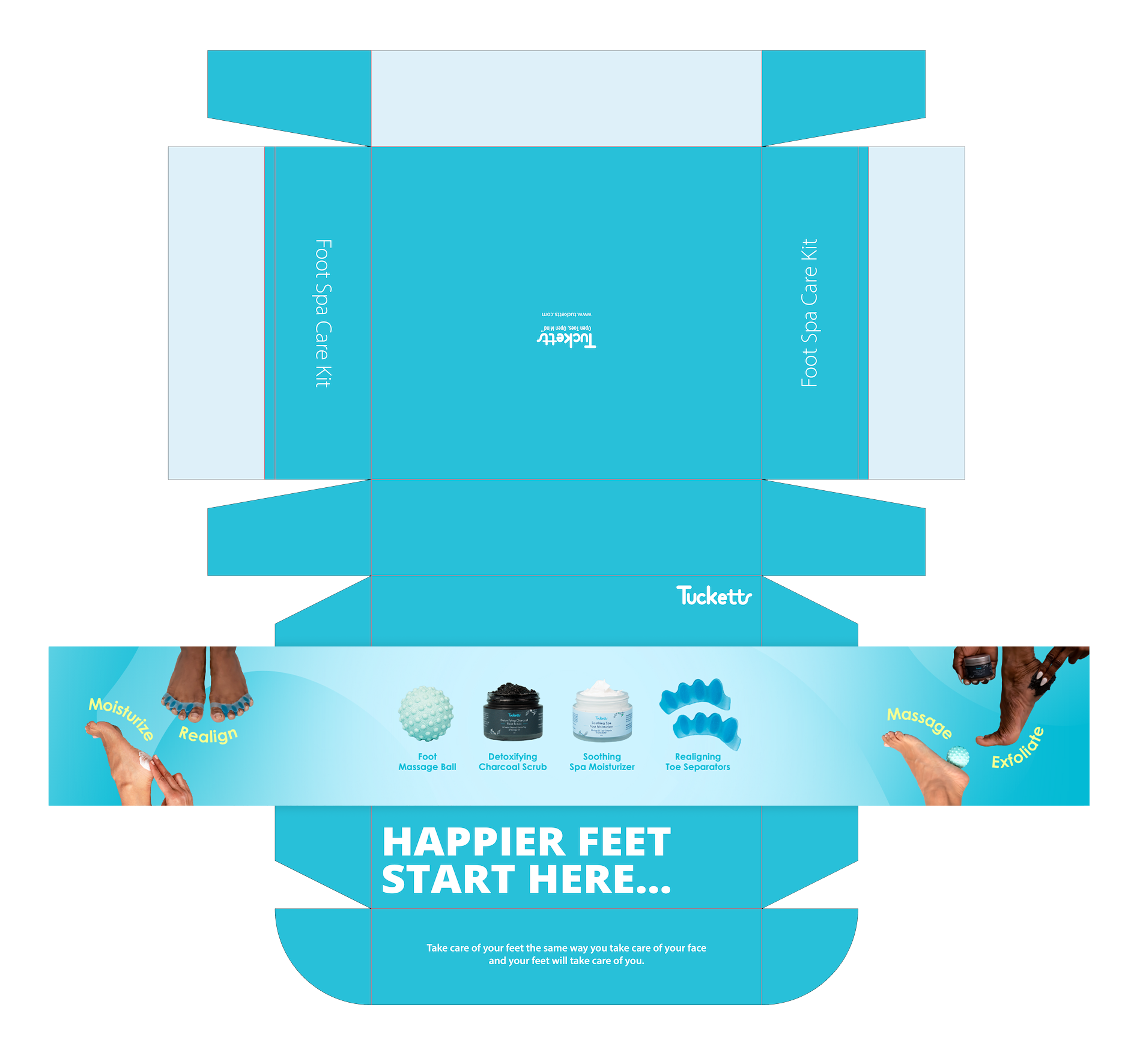 Designed product packaging for client's Foot Spa Care Kit.