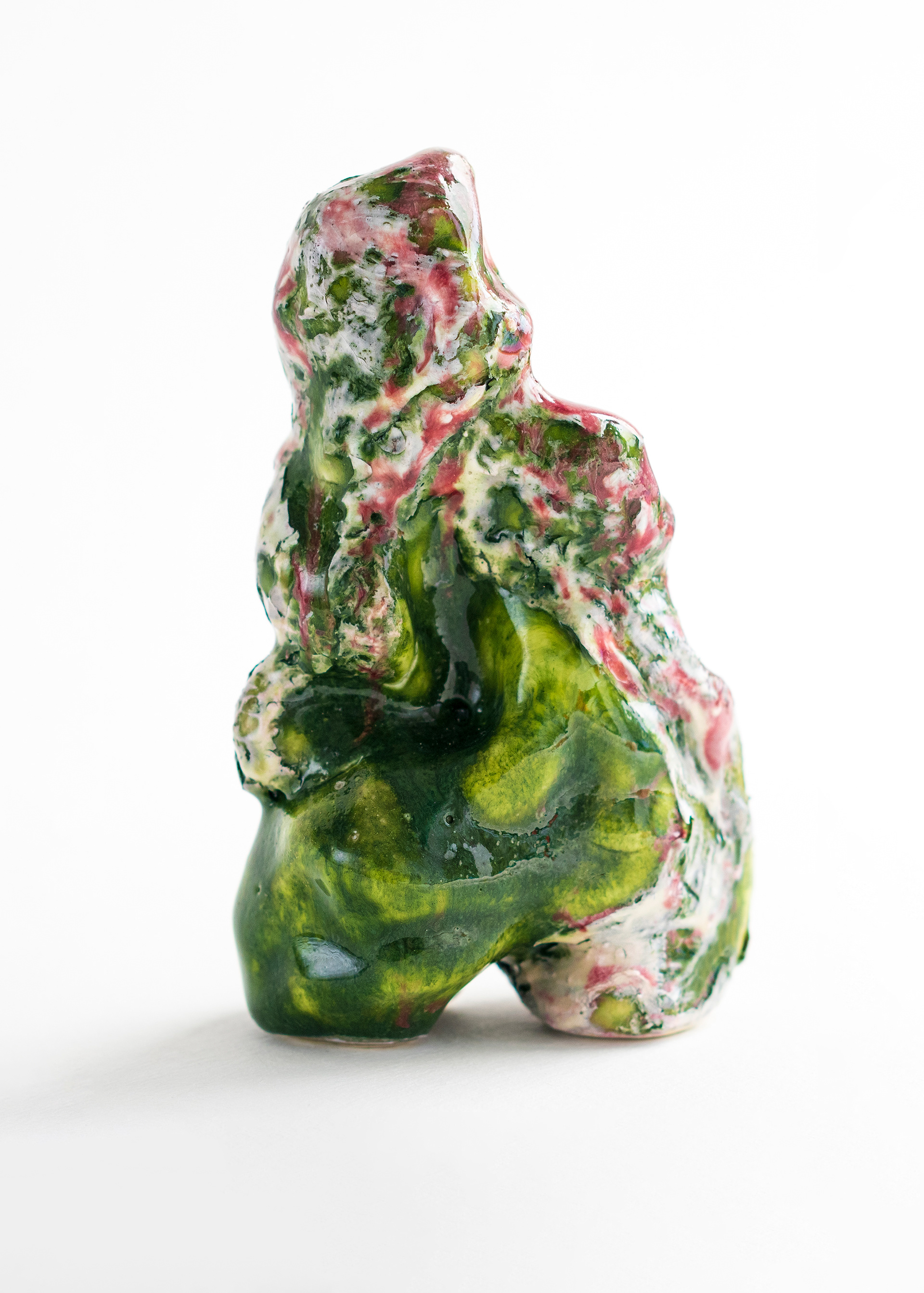 Amorphous(green III), 2022 · Porcelain, slip, glaze · 14 x 9 cm