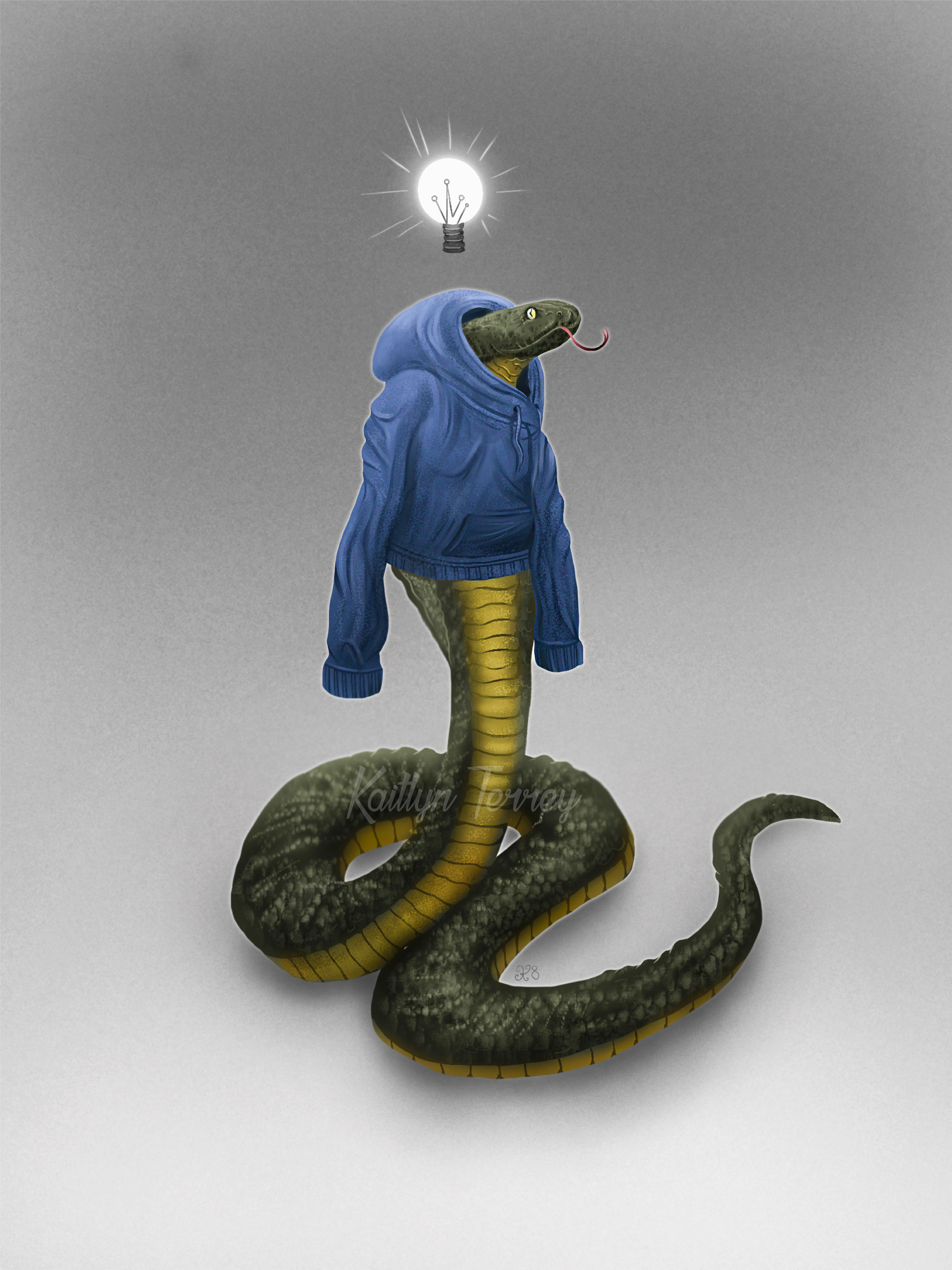 The rare and dangerous, albeit, snuggly Hoodied Cobra, painted in ProCreate using lighting and rendering techniques learned in my online Schoolism course