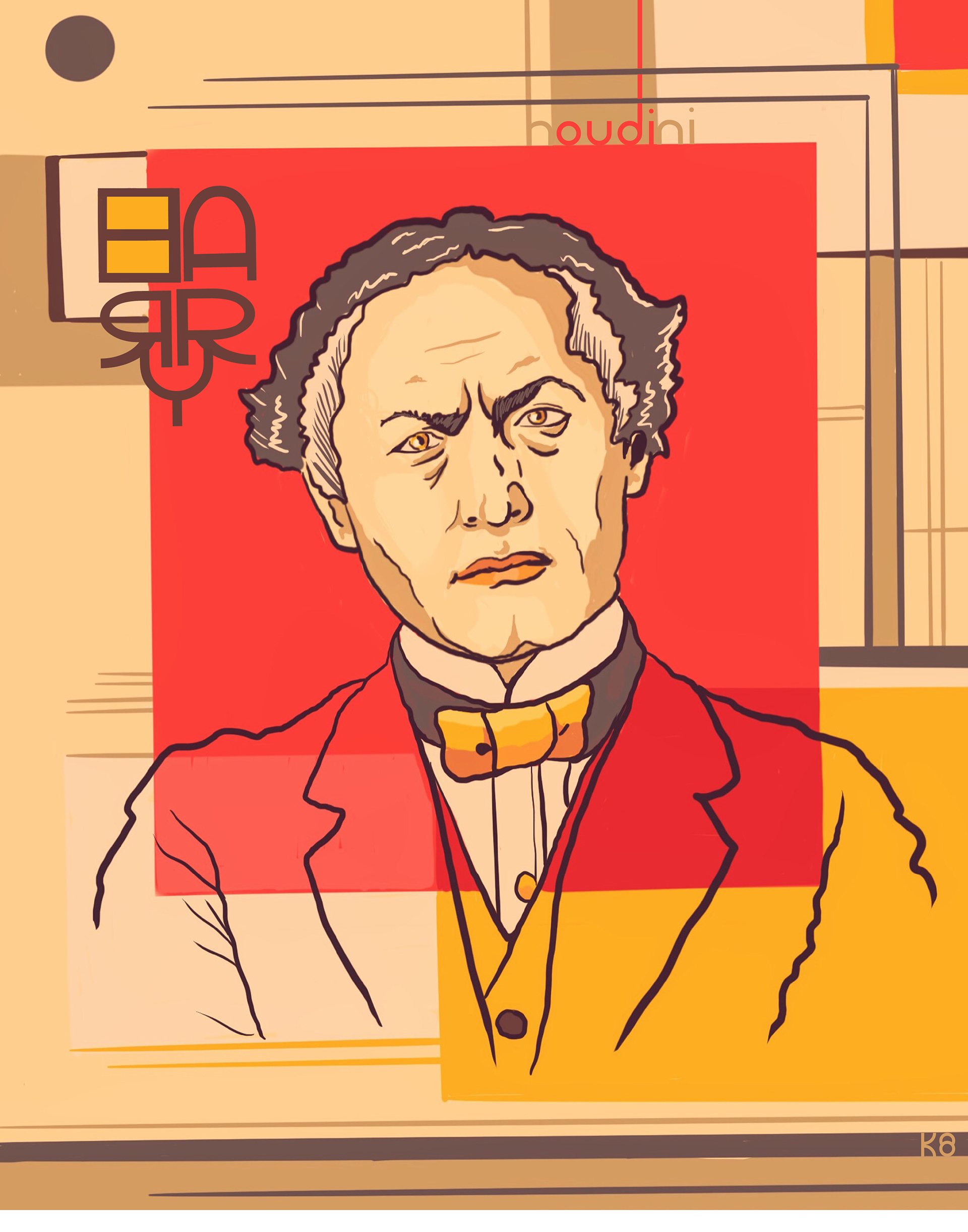 Bauhaus-inspired Houdini illustration