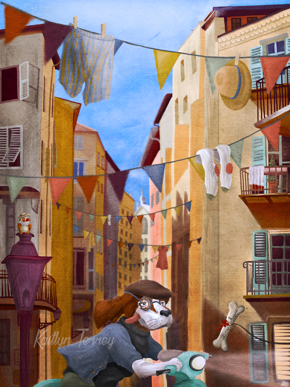 "Bone Appetit" A digital painting inspired by scenery in my travels in the south of France