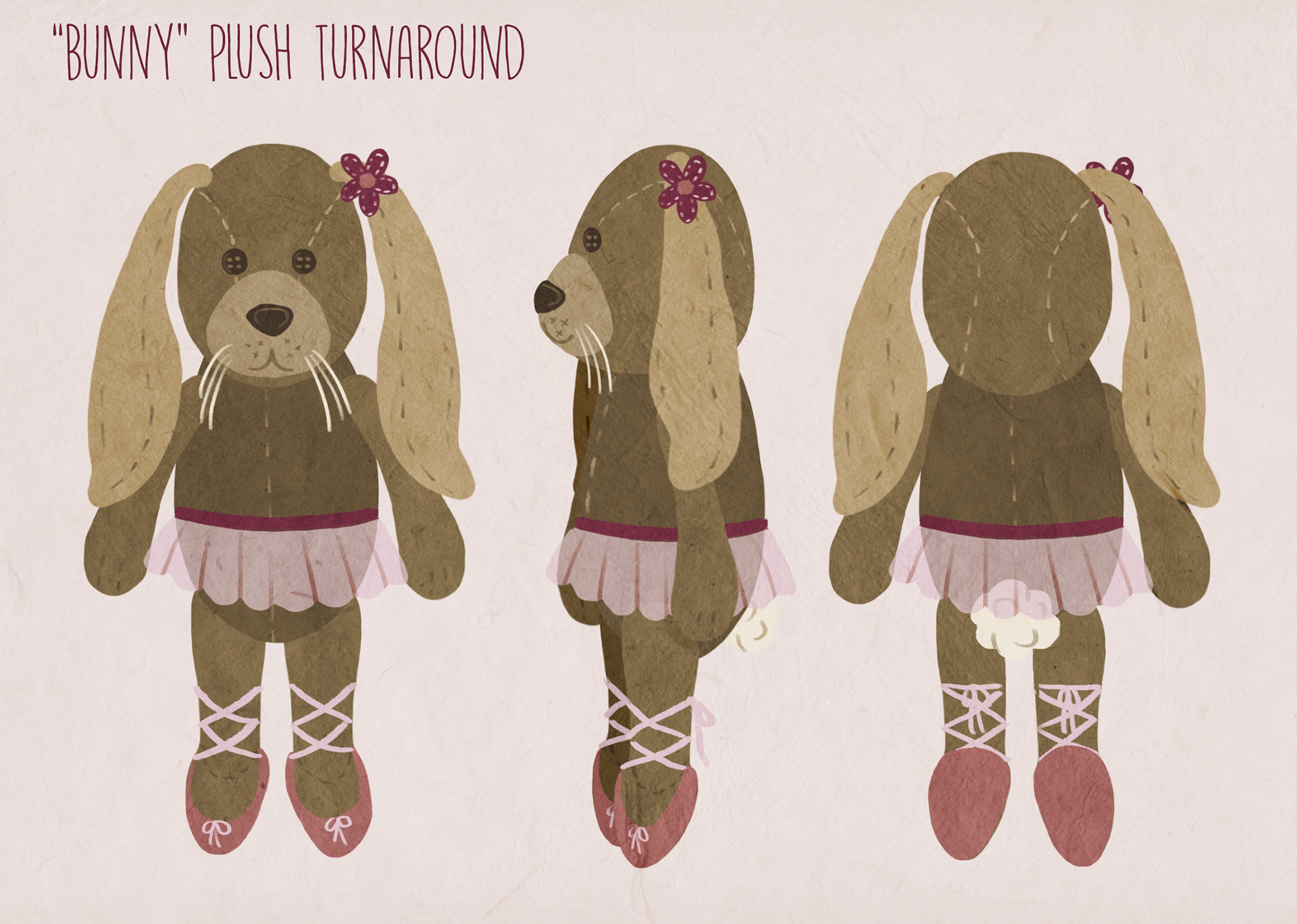 "Bunny" plush character turnaround, for a client's children's book