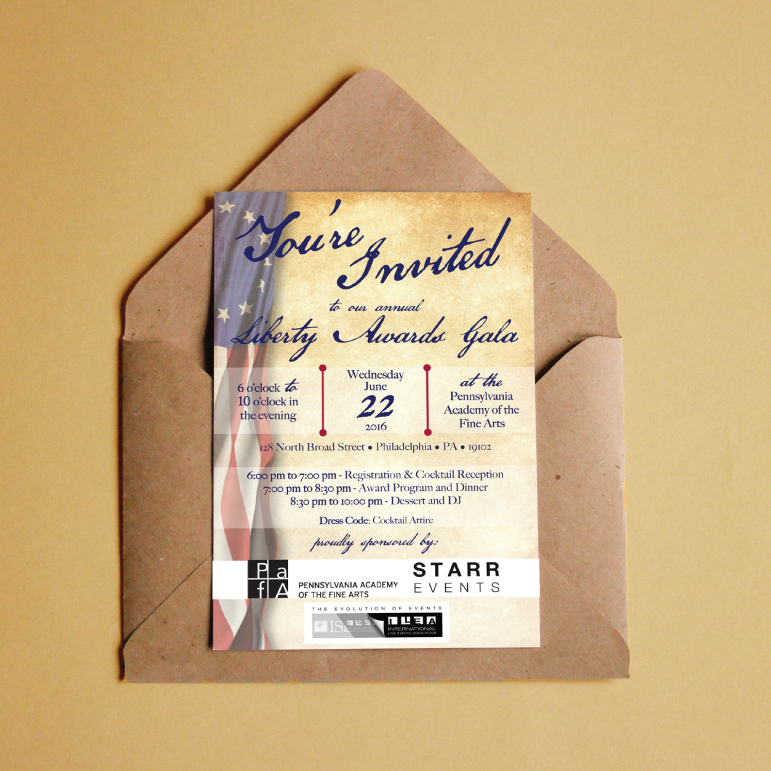 Liberty Awards Gala invitation for ILEA Philadelphia Chapter