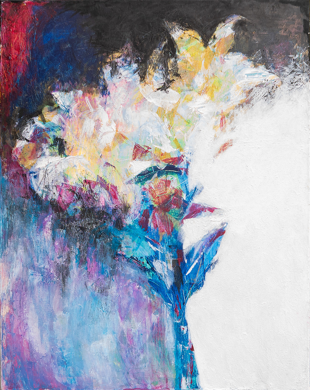 Slushanie (Listening) 2025 Oil, acrylic, Black 4.0 on canvas 70 × 90 cm
