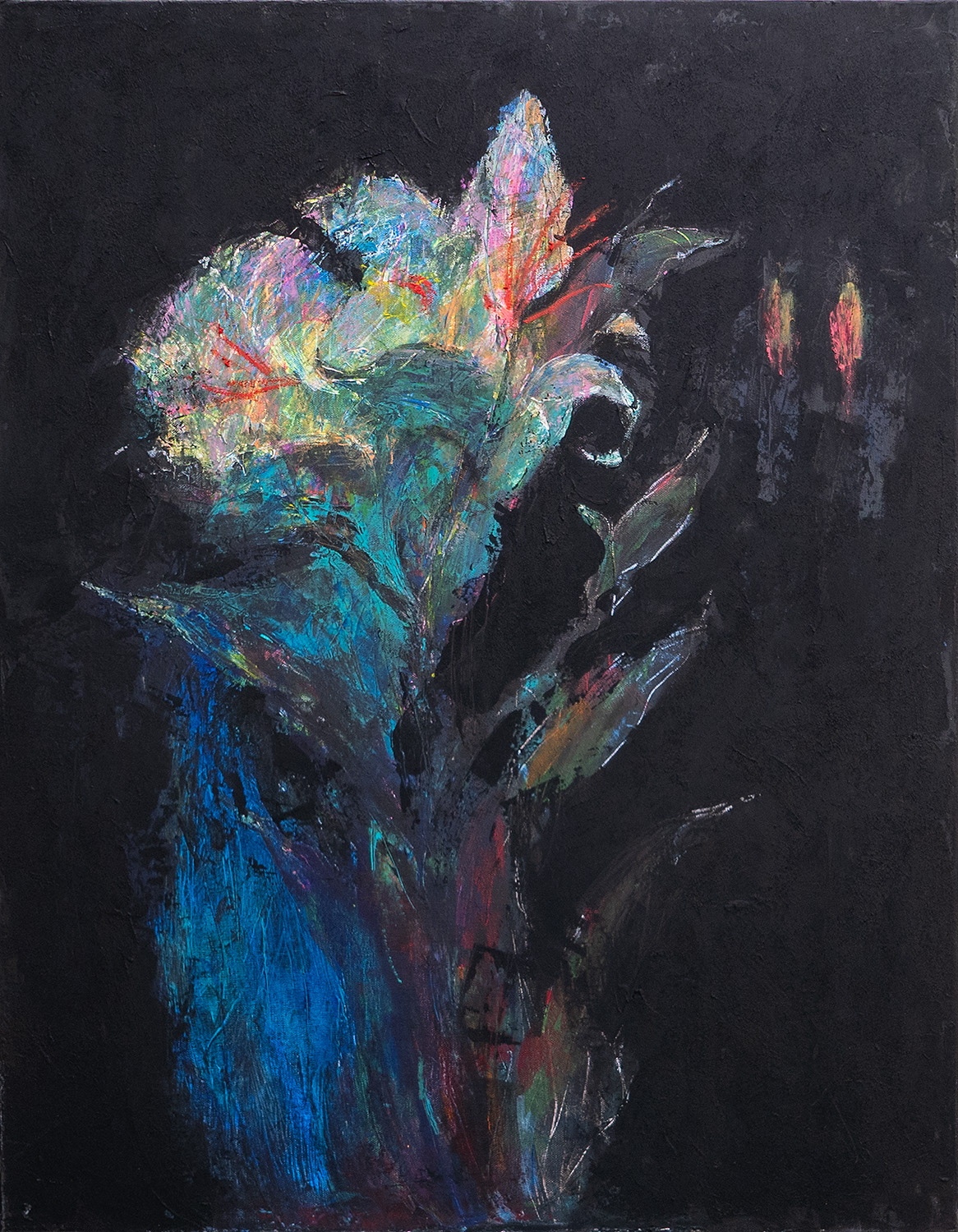 Tishina (Silence) 2025 Oil, acrylic, Black 4.0 on canvas 70 × 90 cm
