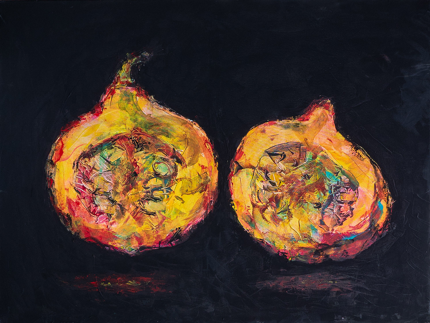 Two Bodies 2025 Acrylic, Black 4.0 on canvas 50 × 70 cm