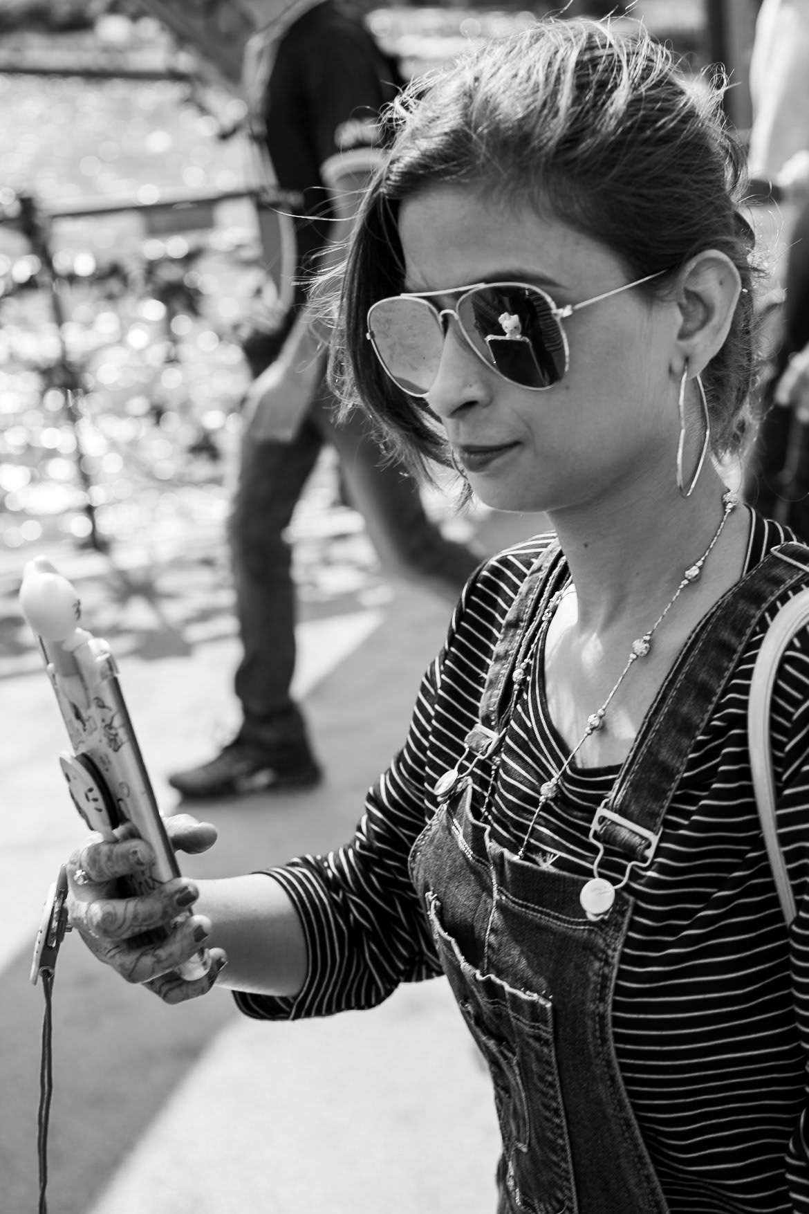 Funny phone case reflected in sunglasses