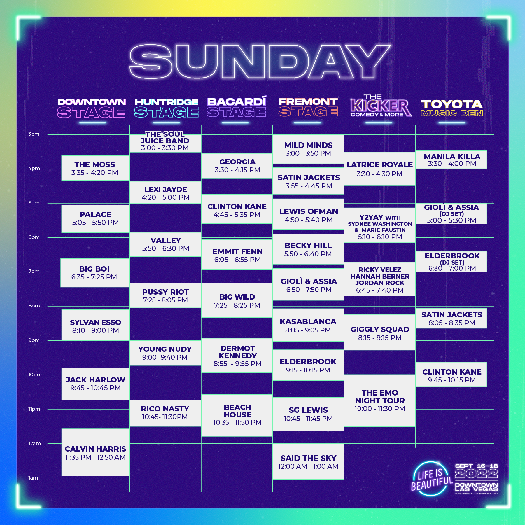 Sunday Schedule