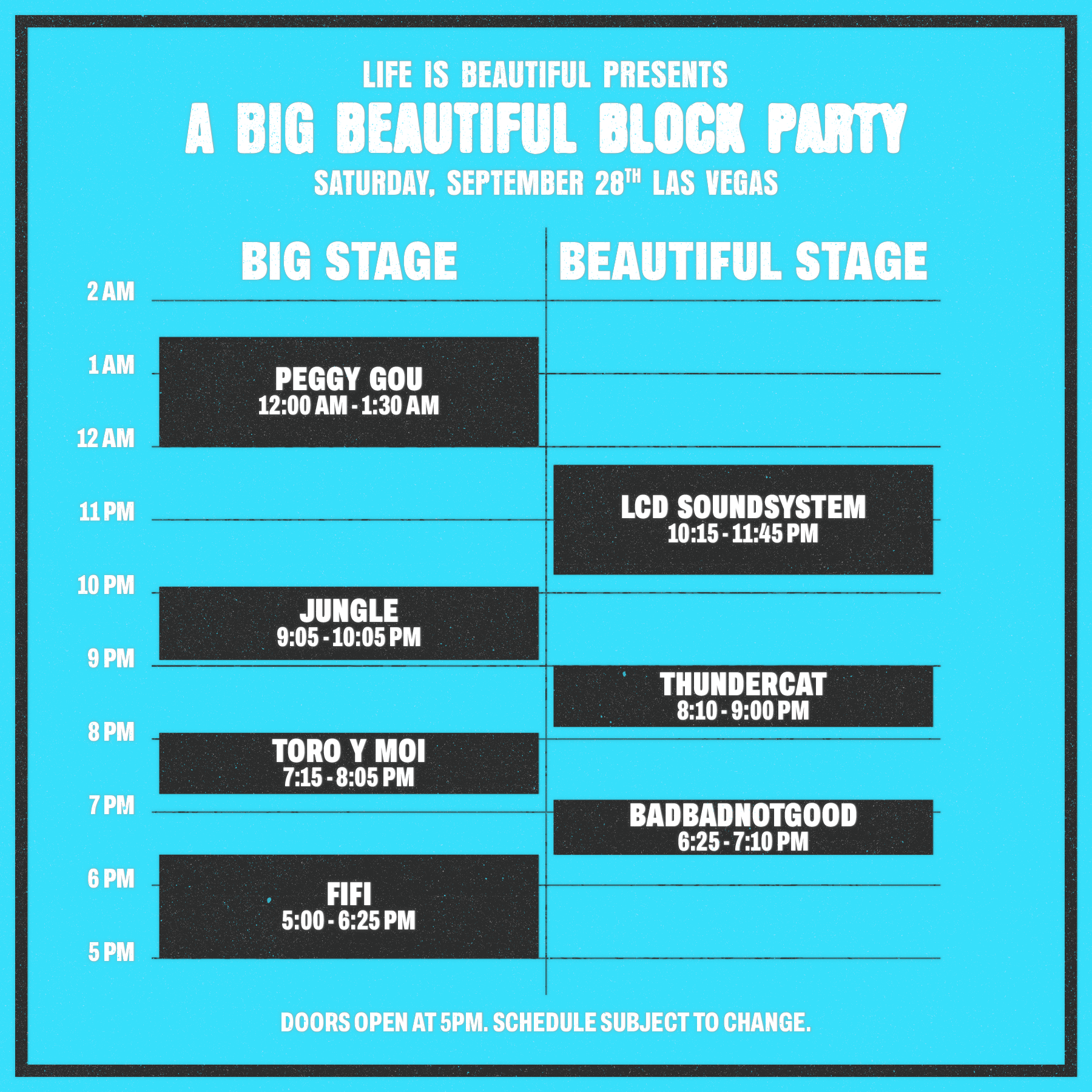 Saturday Schedule