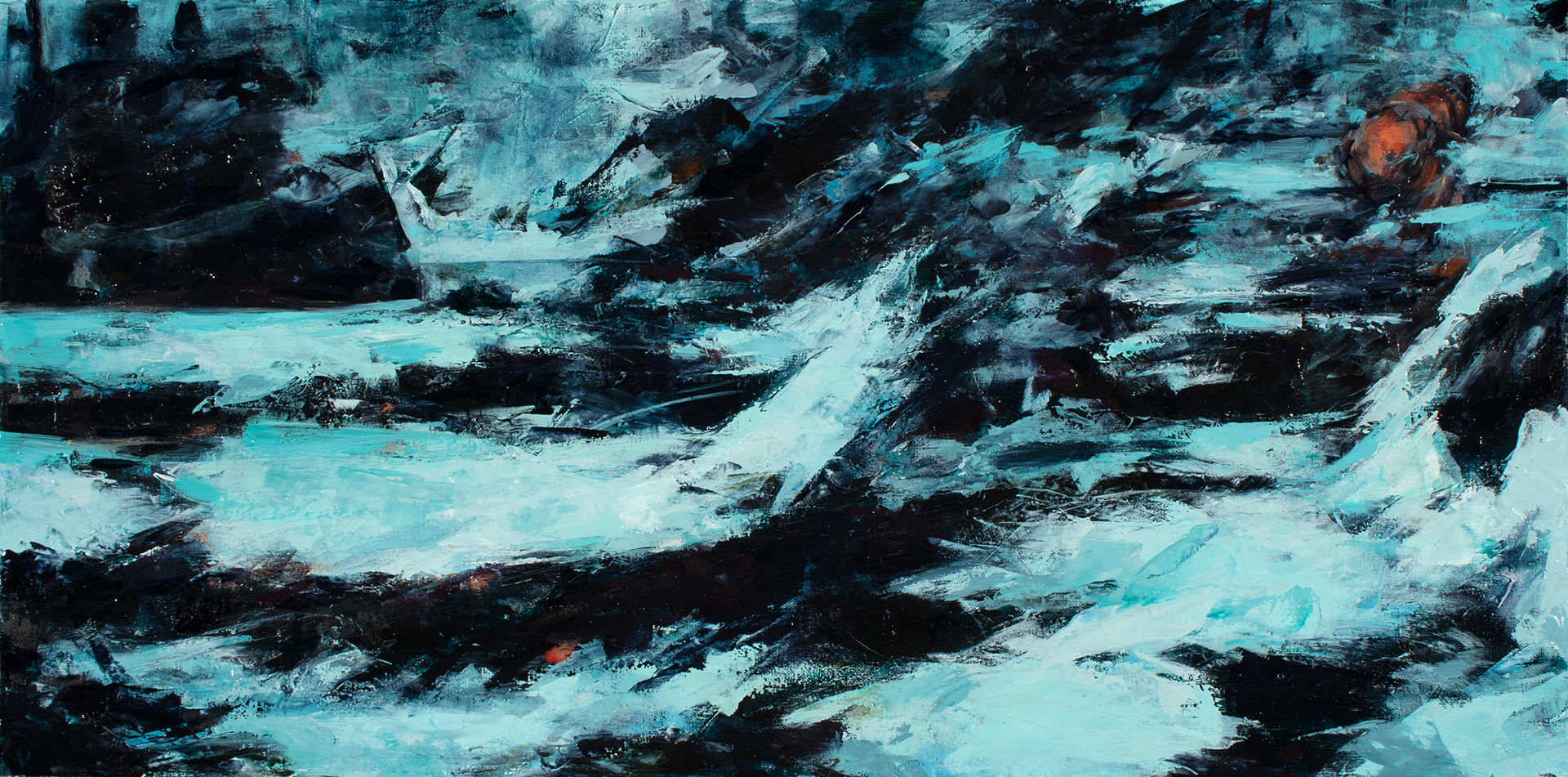 Arctic Hold, oil on board, 12" x 24" x 2"