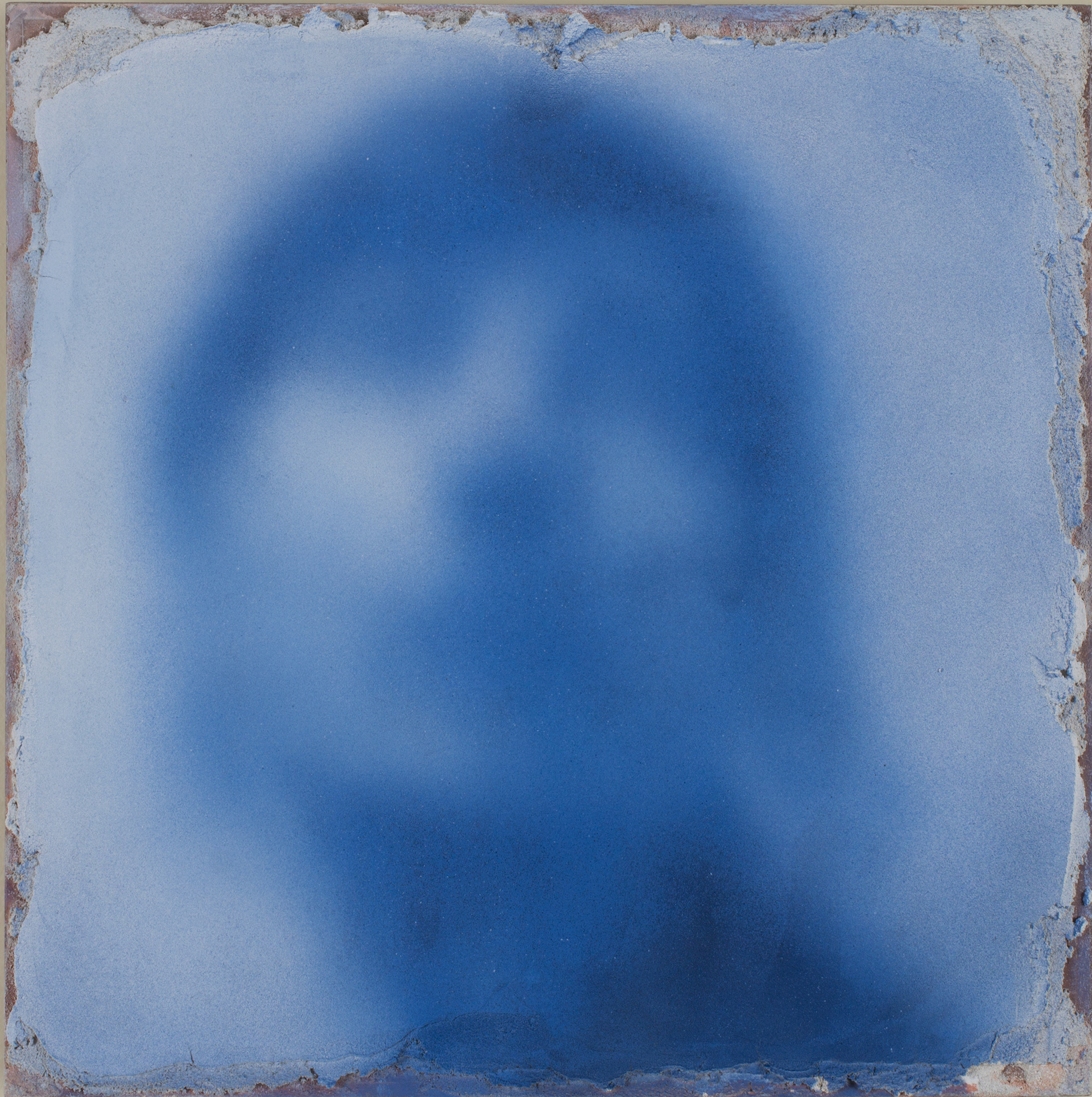 Cloud, airbrushed buon fresco on ceramic tile